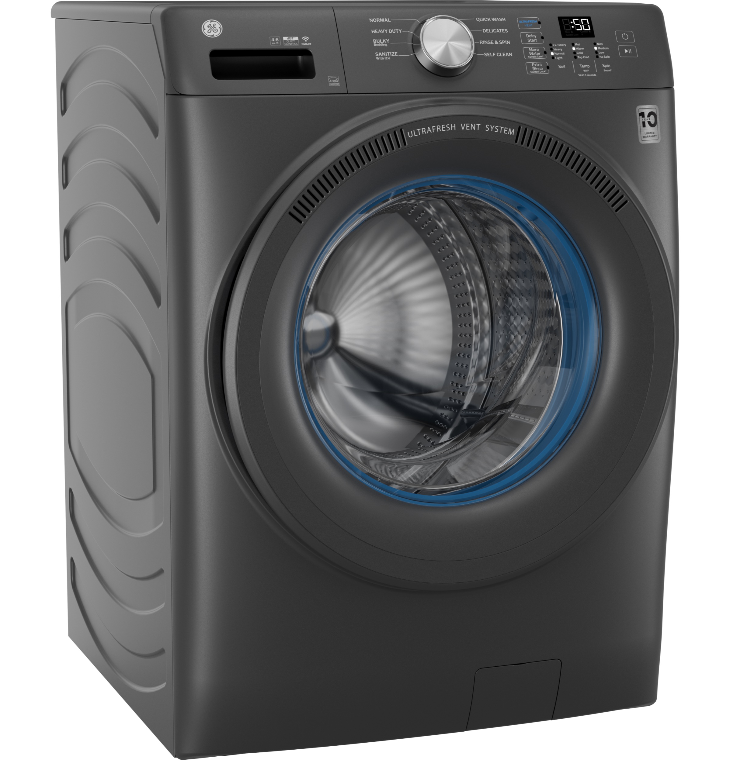 Ge® Energy Star® 4.6 Cu. Ft. Capacity Smart Front Load Washer With Ultrafresh Vent System With Odorblock™ GFW350SPYDS