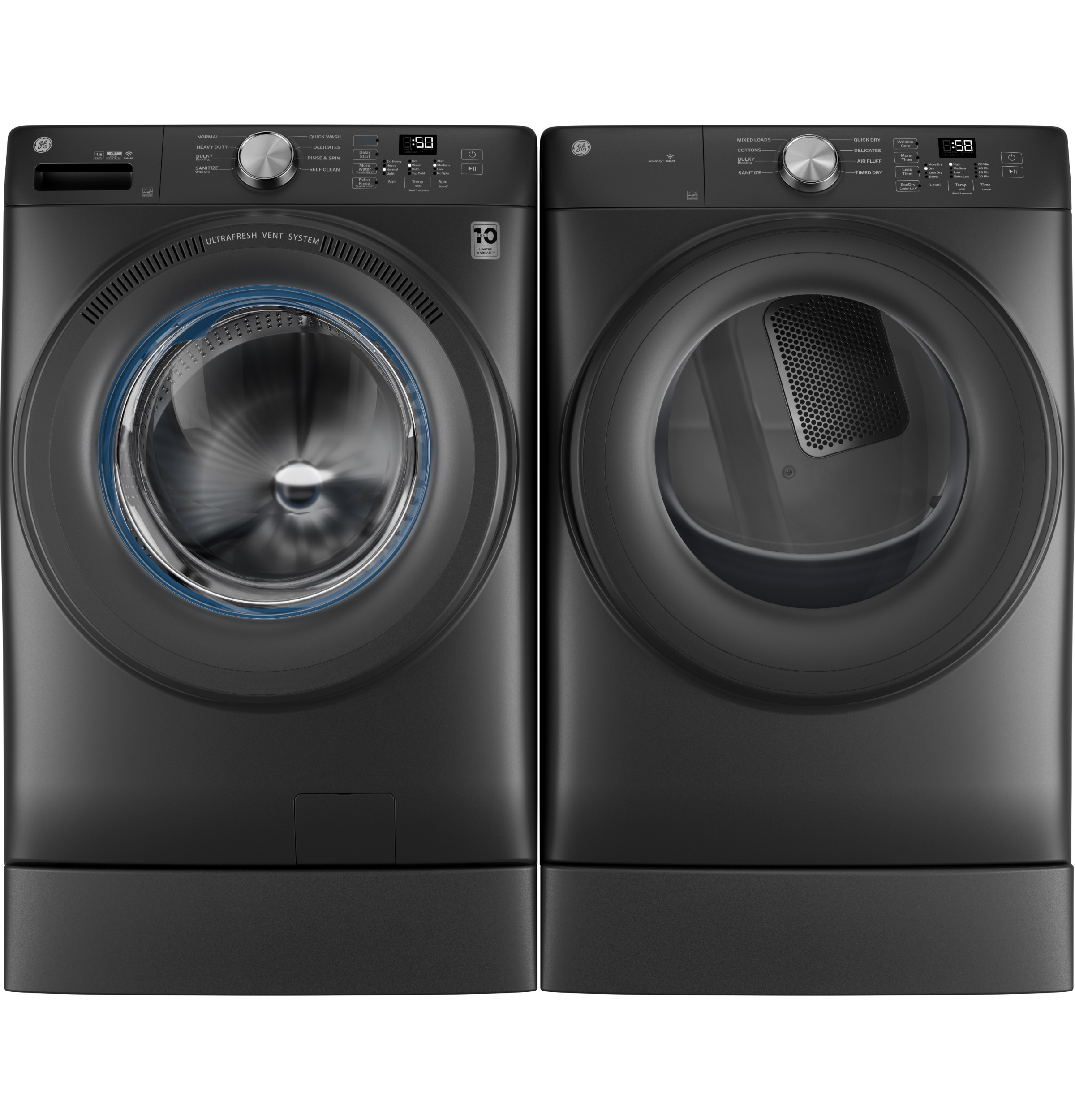 Ge® Energy Star® 4.6 Cu. Ft. Capacity Smart Front Load Washer With Ultrafresh Vent System With Odorblock™ GFW350SPYDS