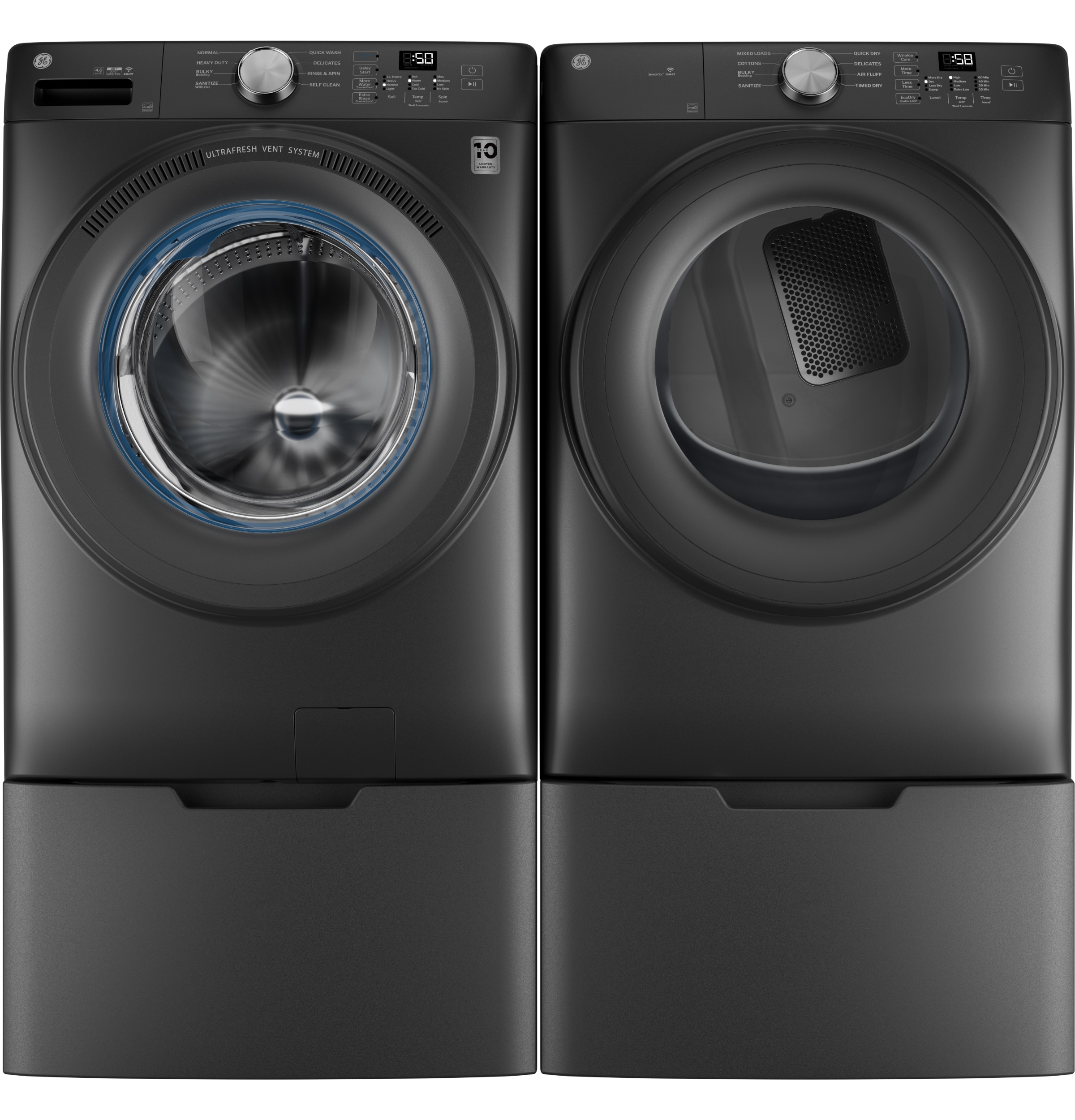 Ge® Energy Star® 4.6 Cu. Ft. Capacity Smart Front Load Washer With Ultrafresh Vent System With Odorblock™ GFW350SPYDS