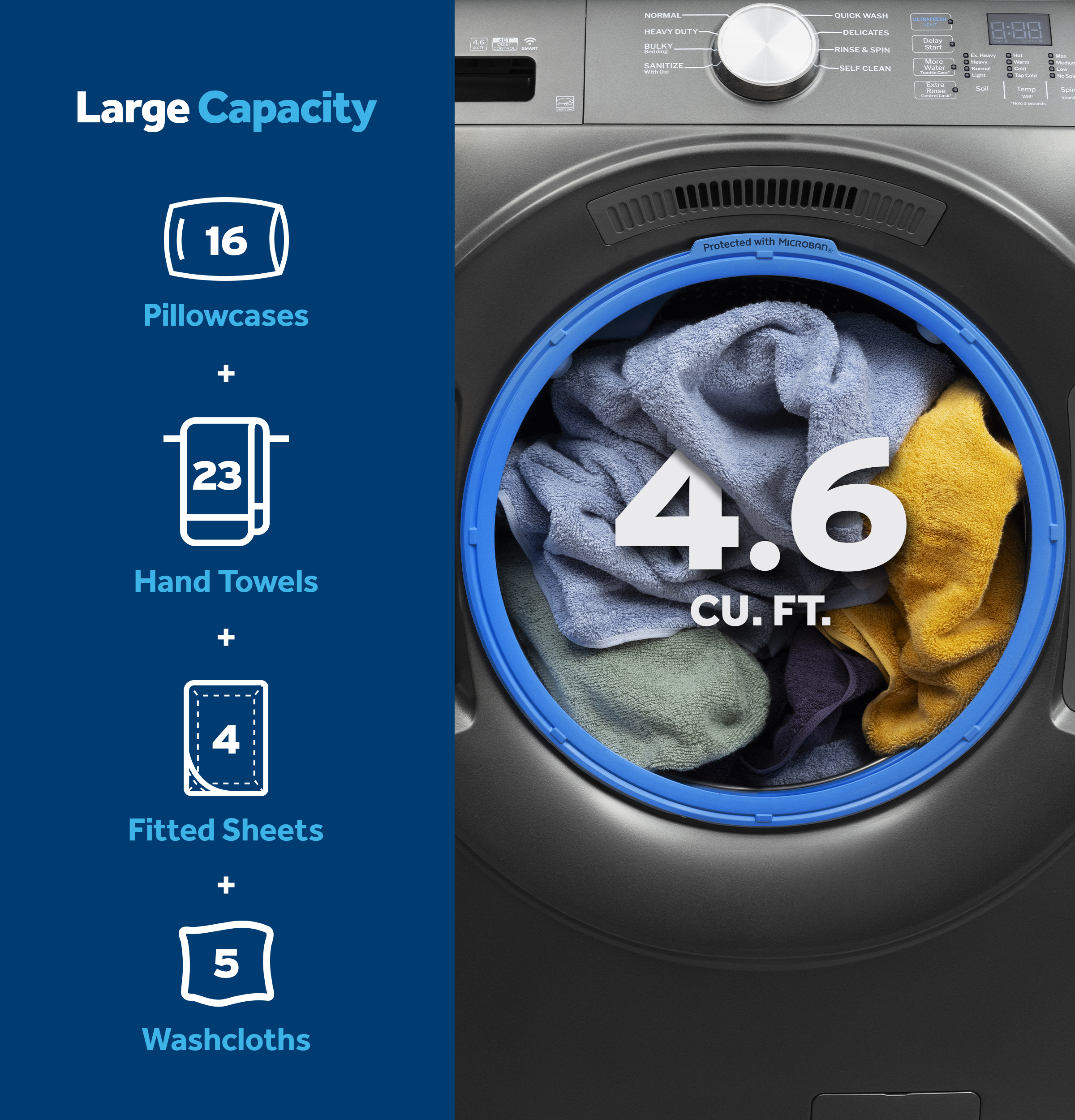 Ge® Energy Star® 4.6 Cu. Ft. Capacity Smart Front Load Washer With Ultrafresh Vent System With Odorblock™ GFW350SPYDS