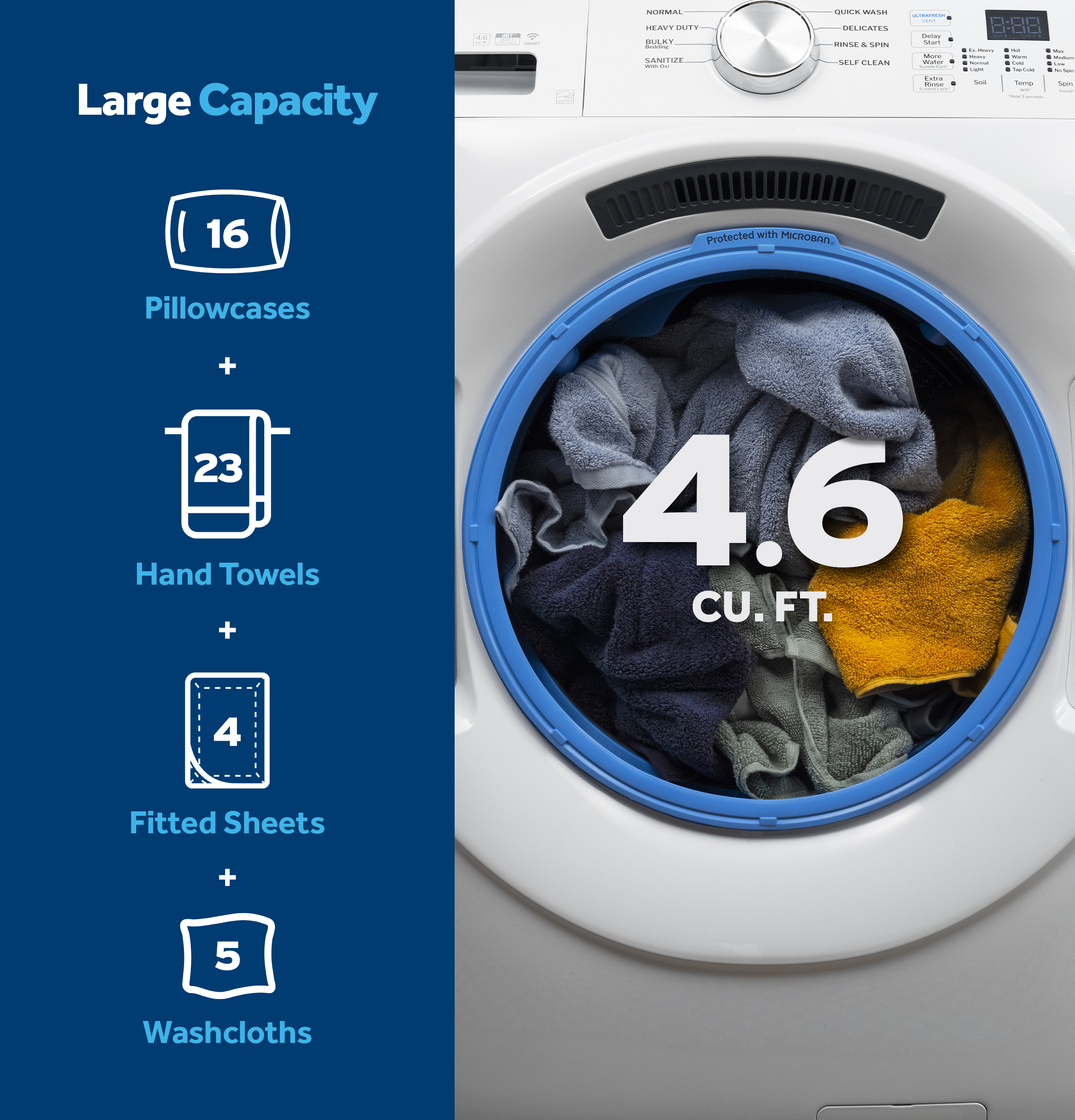 4.6 cu. ft. Capacity Smart Front Load Washer with UltraFresh Vent System with OdorBlock GFW350SSYWW