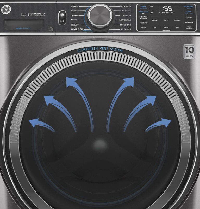 4.8 cu. ft. Capacity Smart Front Load Washer with UltraFresh Vent System with OdorBlock and Sanitize w/Oxi GFW550SPNDG