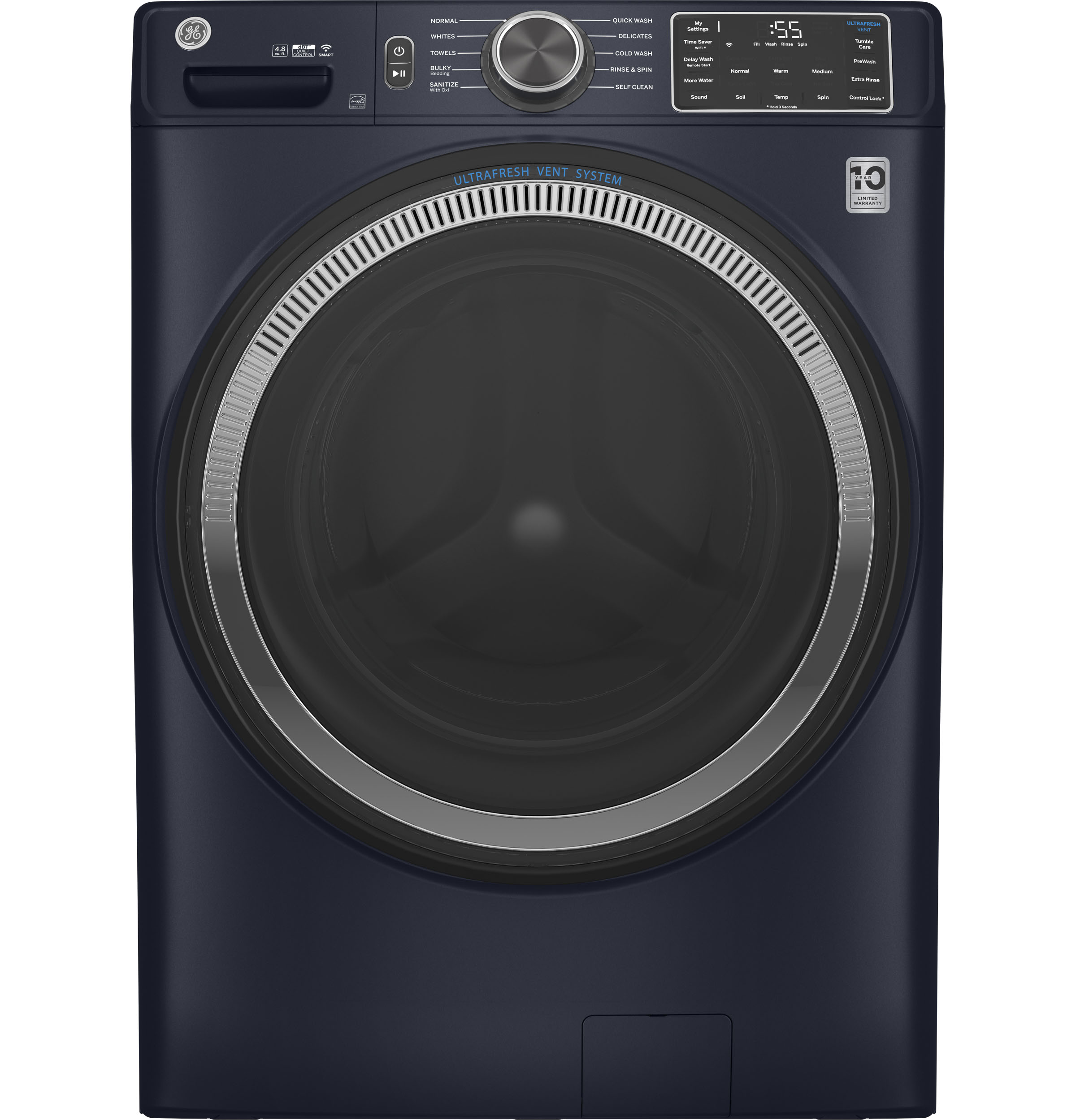4.8 cu. ft. Capacity Smart Front Load Washer with UltraFresh Vent System with OdorBlock and Sanitize w/Oxi GFW550SPRRS