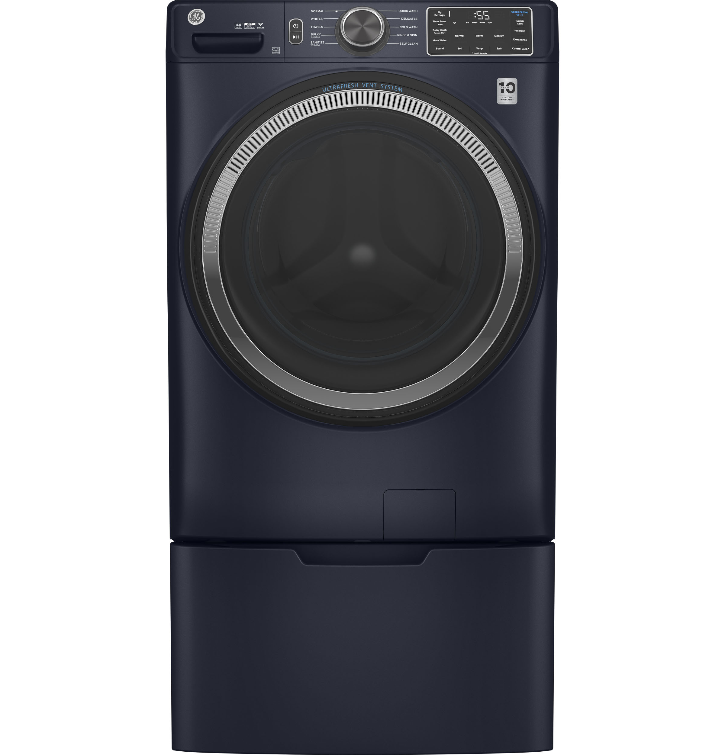 4.8 cu. ft. Capacity Smart Front Load Washer with UltraFresh Vent System with OdorBlock and Sanitize w/Oxi GFW550SPRRS