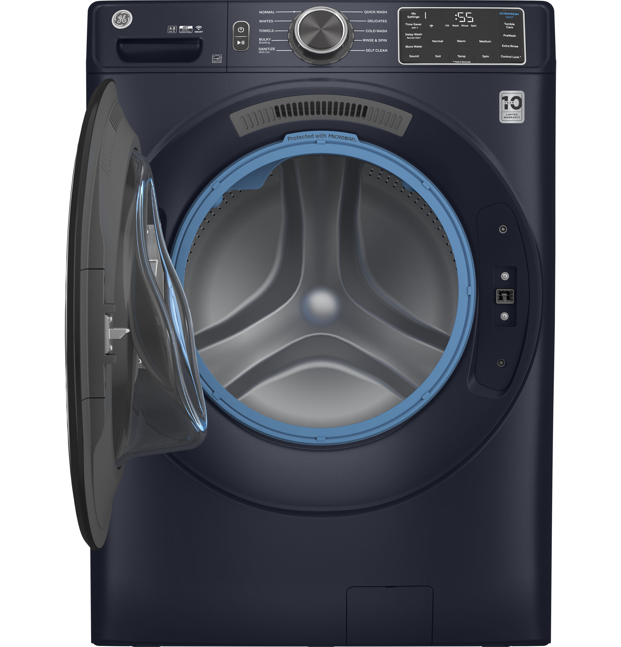 4.8 cu. ft. Capacity Smart Front Load Washer with UltraFresh Vent System with OdorBlock and Sanitize w/Oxi GFW550SPRRS