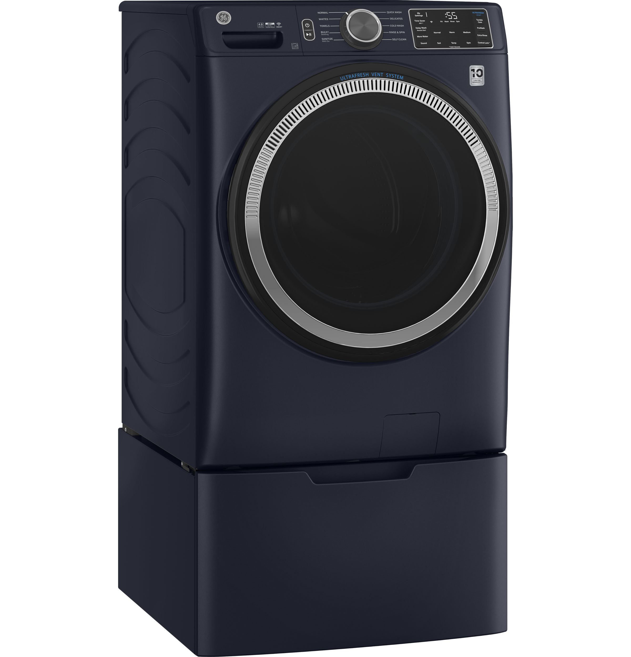 4.8 cu. ft. Capacity Smart Front Load Washer with UltraFresh Vent System with OdorBlock and Sanitize w/Oxi GFW550SPRRS