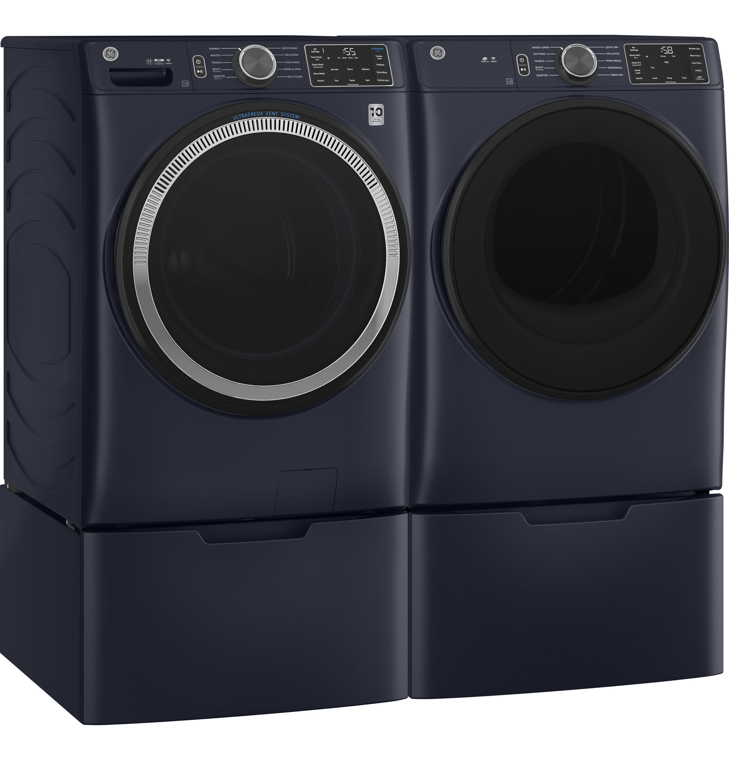 4.8 cu. ft. Capacity Smart Front Load Washer with UltraFresh Vent System with OdorBlock and Sanitize w/Oxi GFW550SPRRS