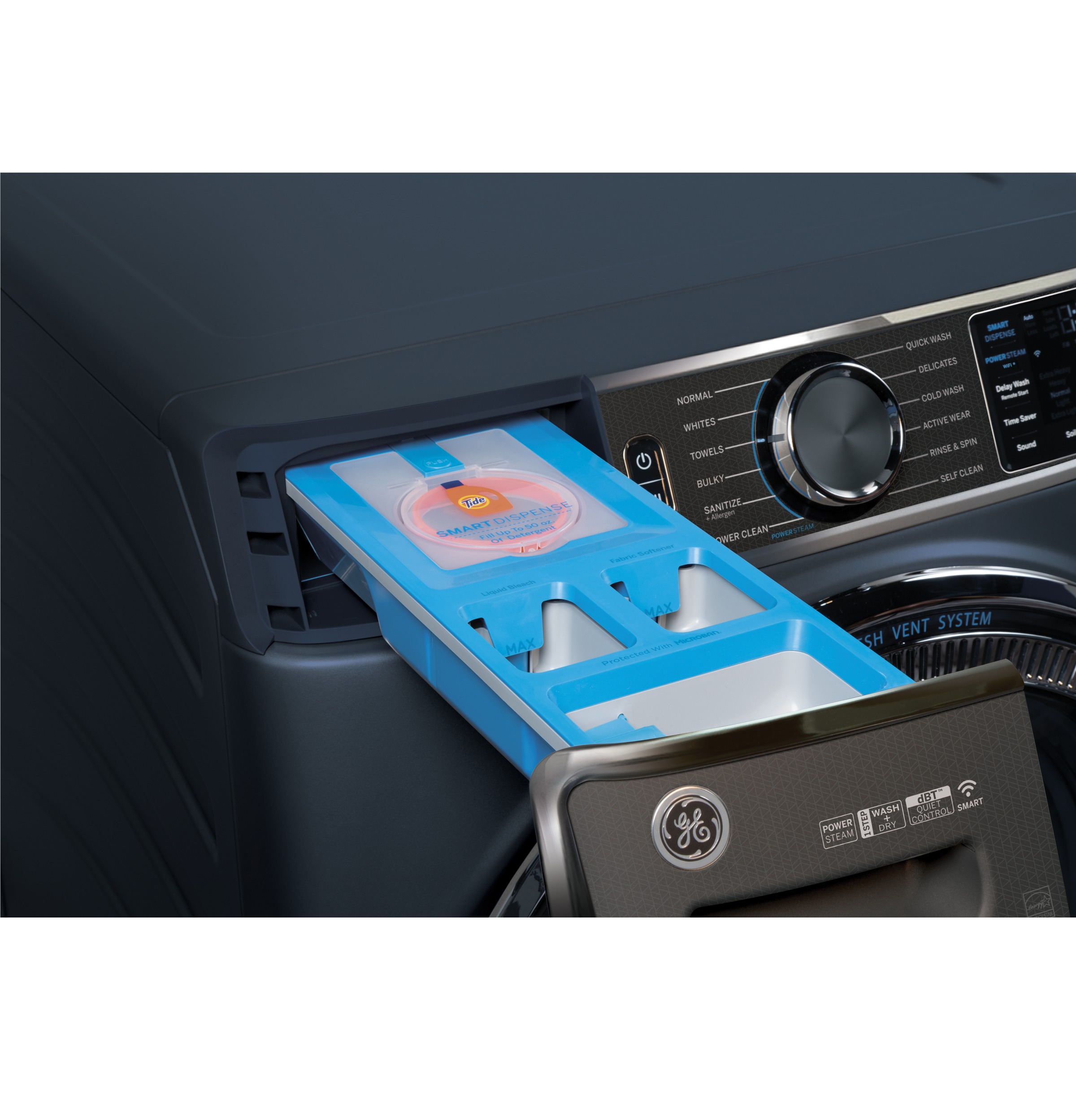 5.0 cu. ft. Capacity Smart Front Load Steam Washer with SmartDispense UltraFresh Vent System with OdorBlock and Steam GFW655SPVDS