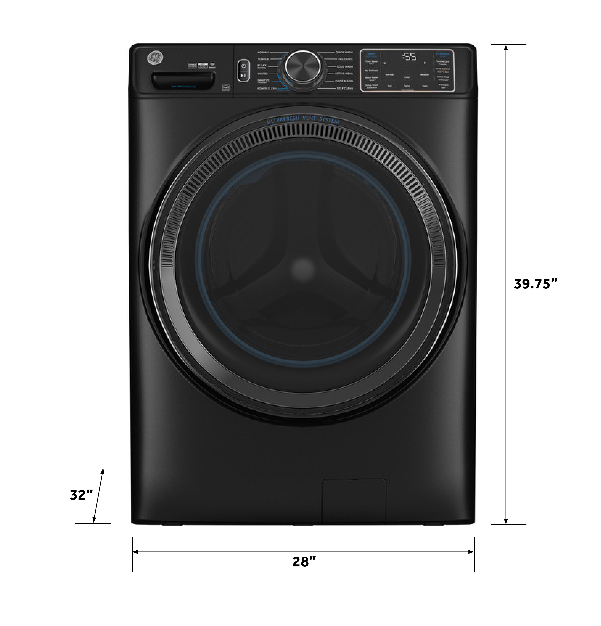 5.0 cu. ft. Capacity Smart Front Load Steam Washer with SmartDispense UltraFresh Vent System with OdorBlock and Steam GFW655SPVDS