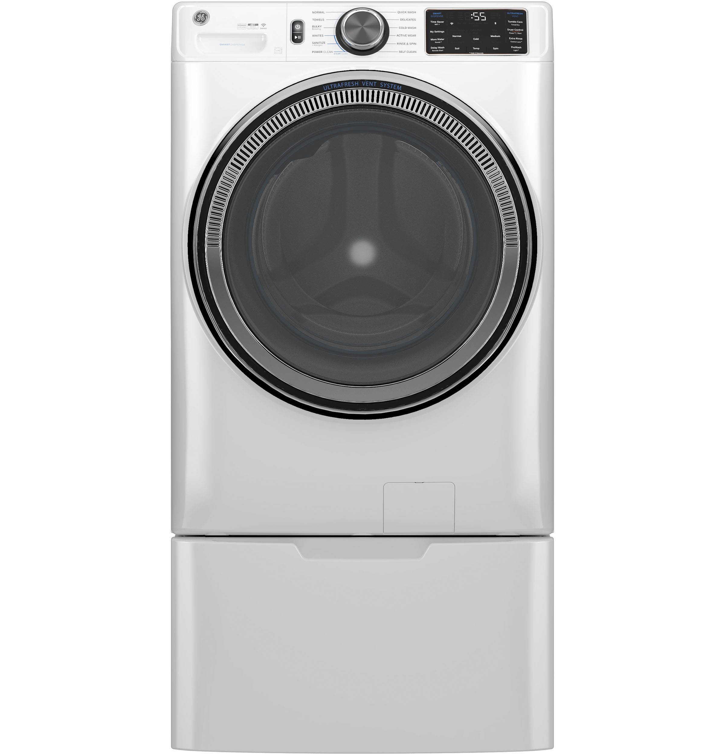 5.0 cu. ft. Capacity Smart Front Load Steam Washer with SmartDispense UltraFresh Vent System with OdorBlock and Steam GFW655SSVWW