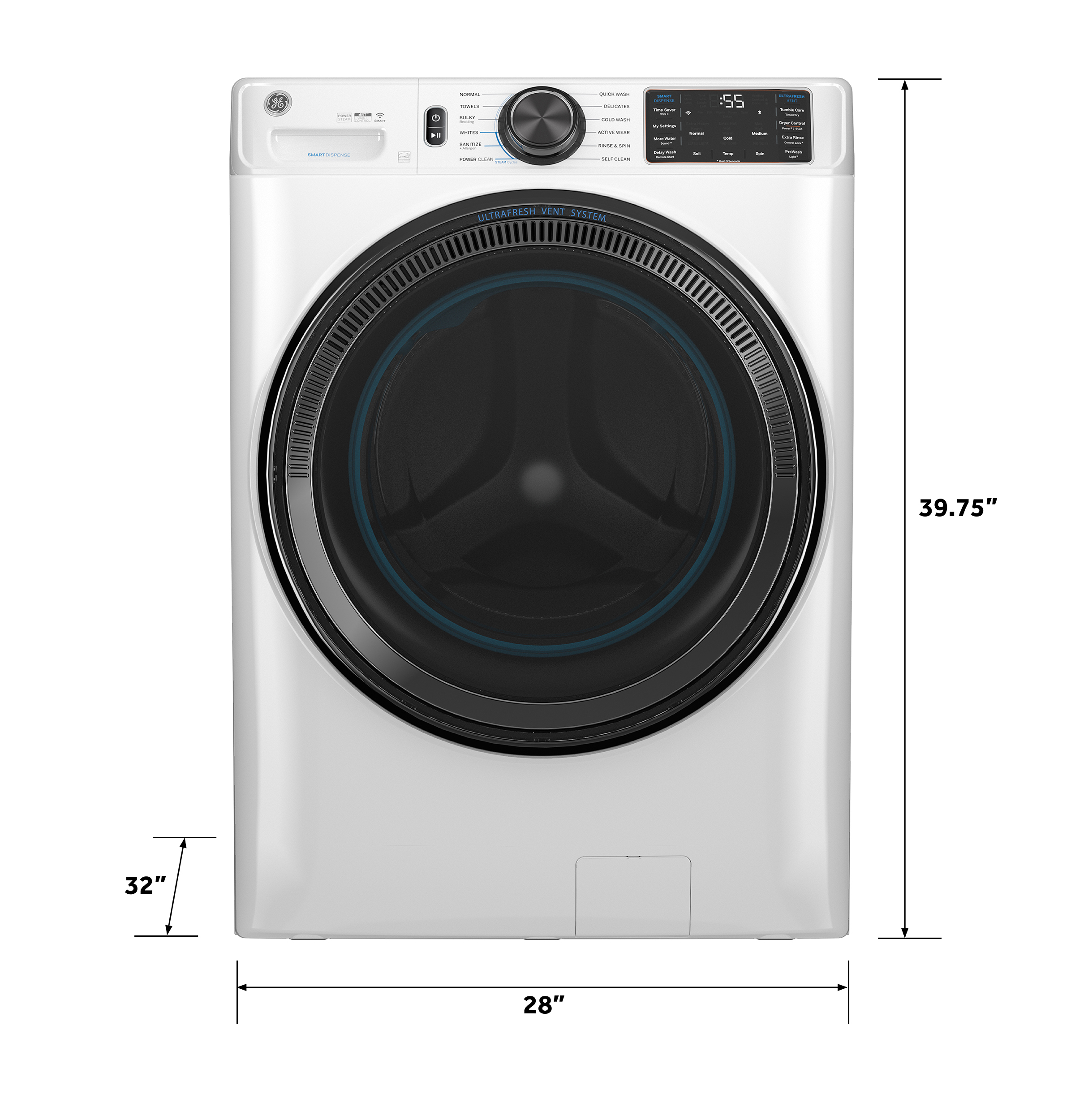 5.0 cu. ft. Capacity Smart Front Load Steam Washer with SmartDispense UltraFresh Vent System with OdorBlock and Steam GFW655SSVWW