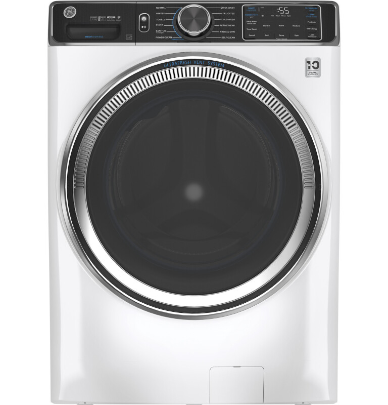 GE 5.0 cu. ft. Capacity Smart Front Load Steam Washer with SmartDispense UltraFresh Vent System with OdorBlock™ and Sanitize + Allergen White GFW850SSNWW Picture 1