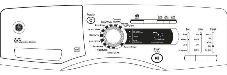 4.1 DOE cu. ft. stainless steel capacity frontload washer GFWH2405LMV
