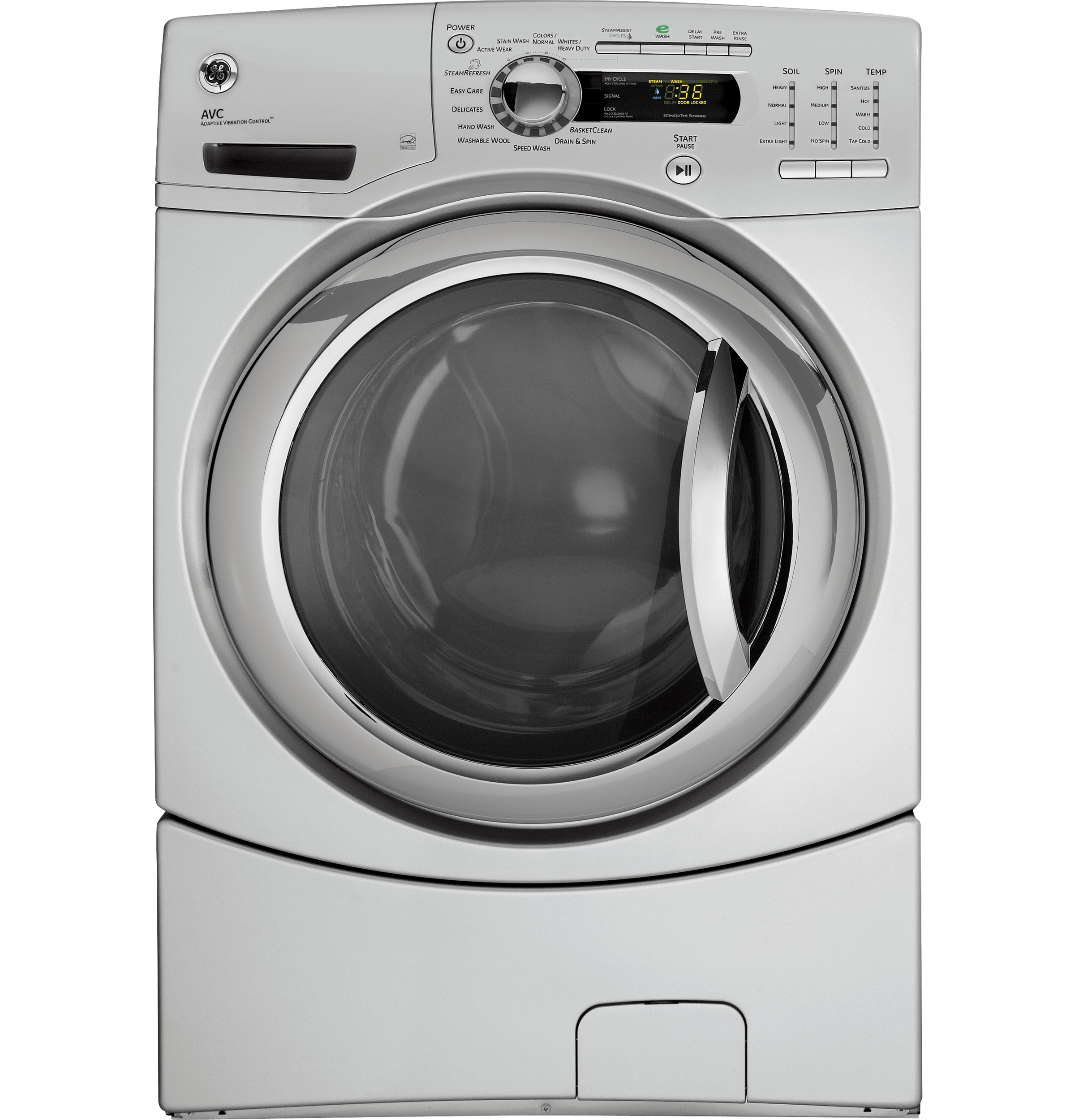 4.1 DOE cu. ft. stainless steel capacity frontload washer with Steam GFWS3505LMS