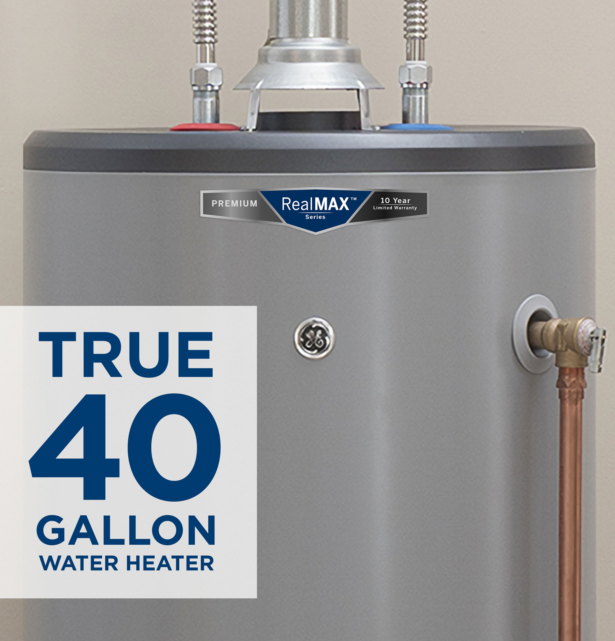 RealMAX Premium 40-Gallon Short Natural Gas Atmospheric Water Heater GG40S10BXR