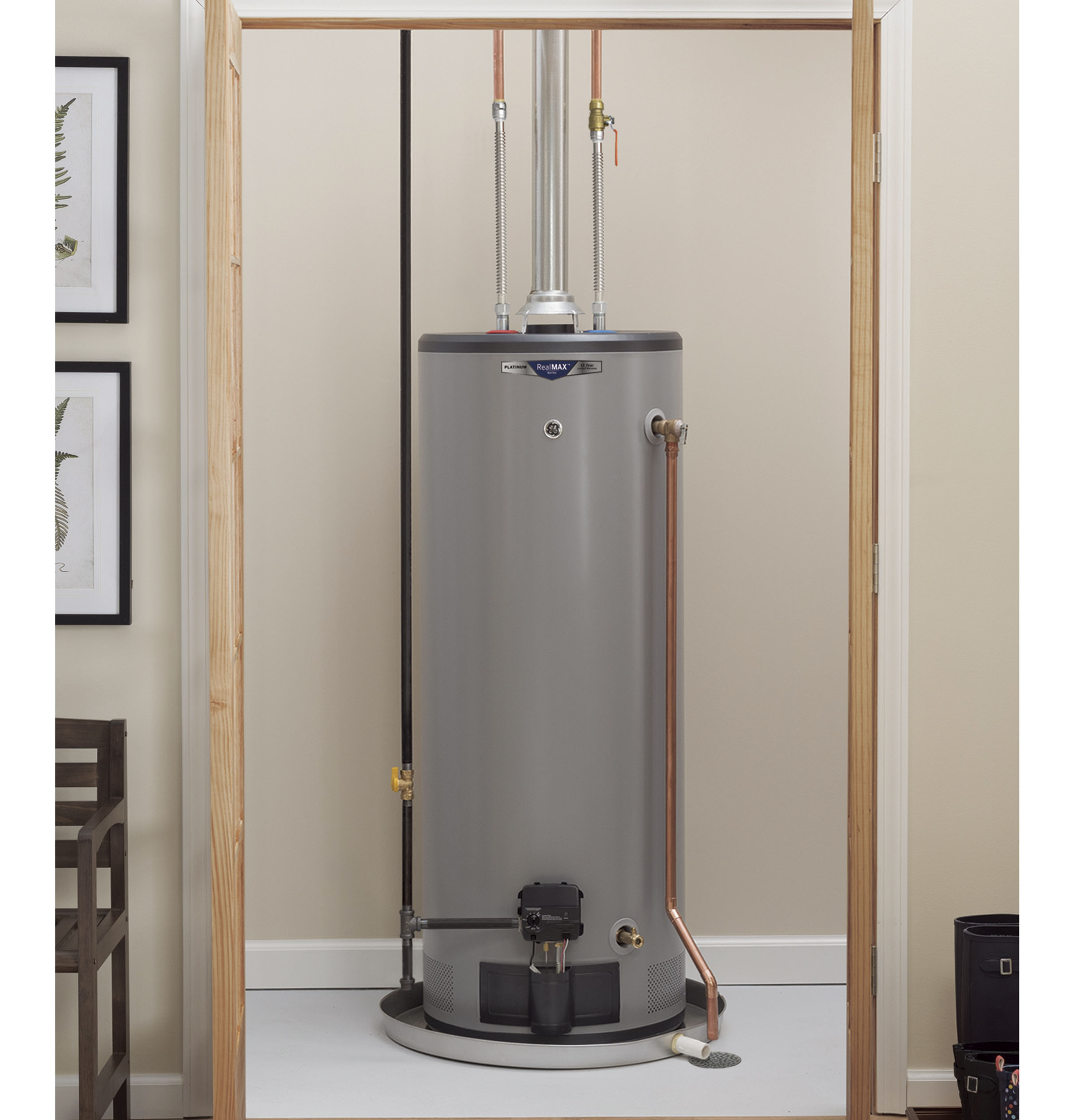 RealMAX Platinum 50-Gallon Tall Natural Gas Atmospheric Water Heater GG50T12BXR