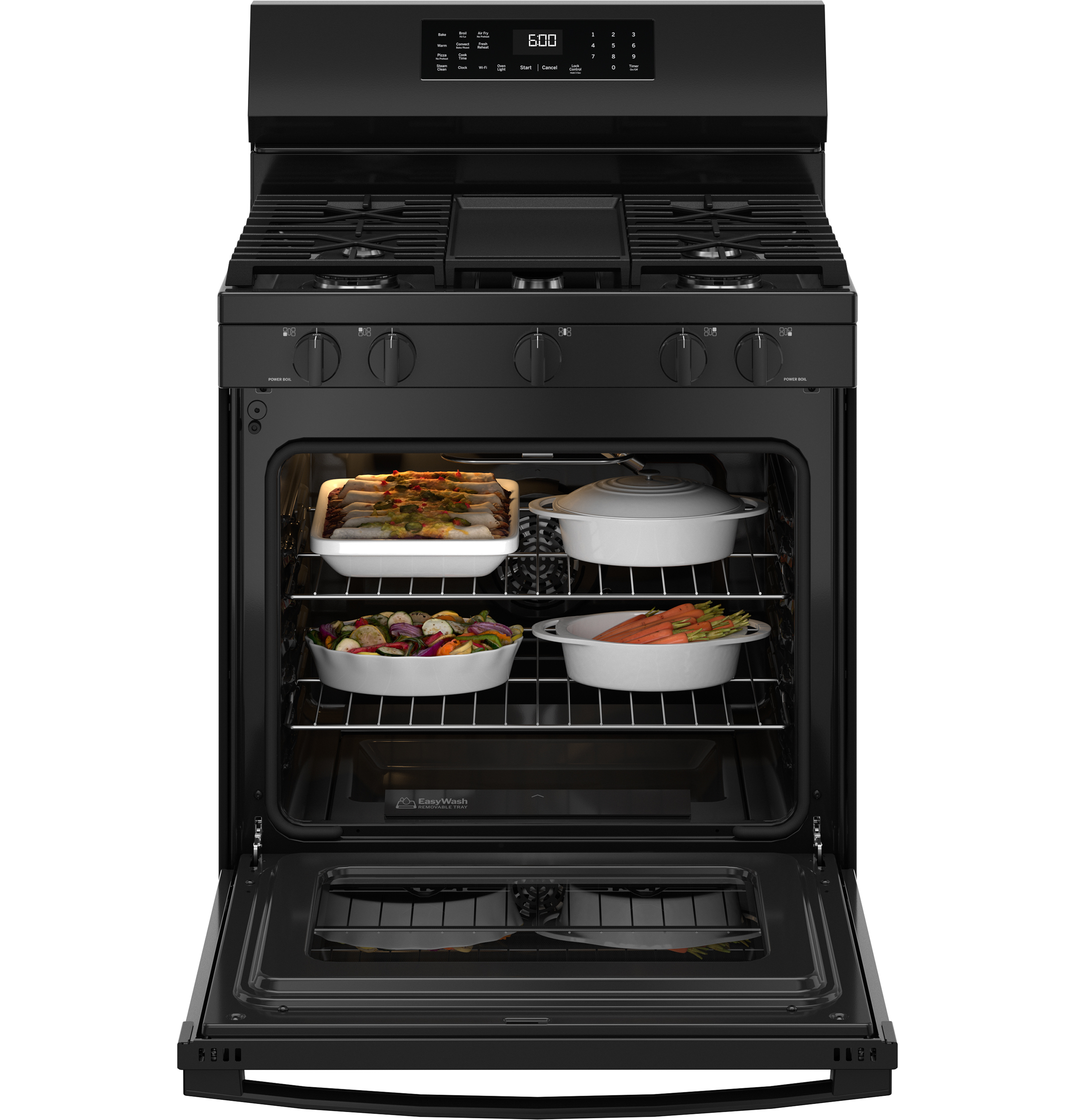 30" Free-Standing Gas Convection Range with No Preheat Air Fry and EasyWash Oven Tray GGF600AVBB