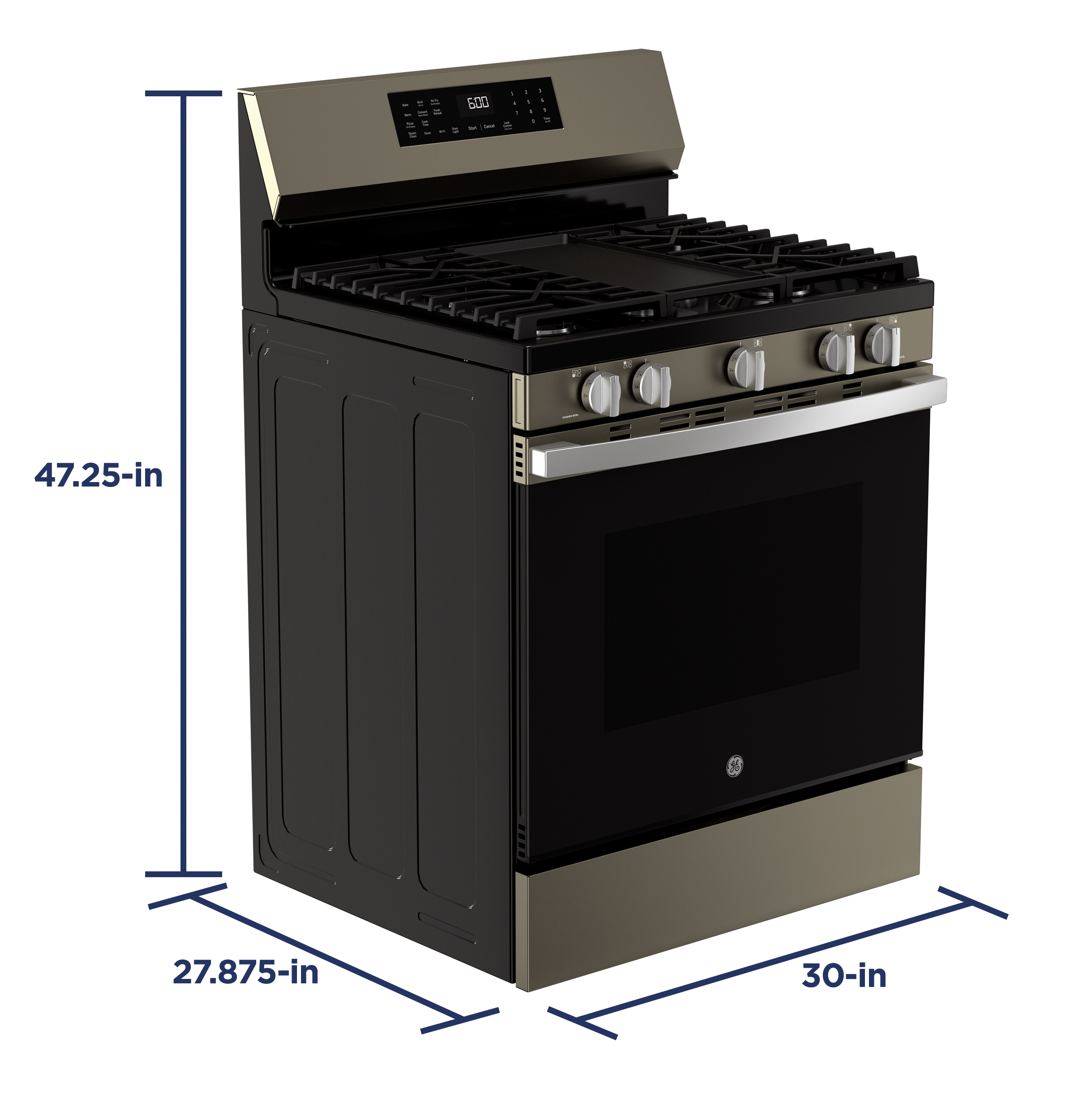 30" Free-Standing Gas Convection Range with No Preheat Air Fry and EasyWash Oven Tray GGF600AVES