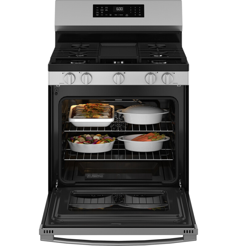 30" Free-Standing Gas Convection Range with No Preheat Air Fry and EasyWash Oven Tray GGF600AVFS