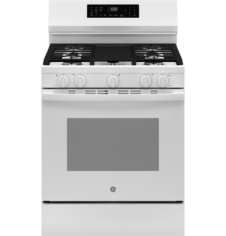 GE 30" Free-Standing Gas Convection Range with No Preheat Air Fry and EasyWash Oven Tray White GGF600AVWW Picture 1