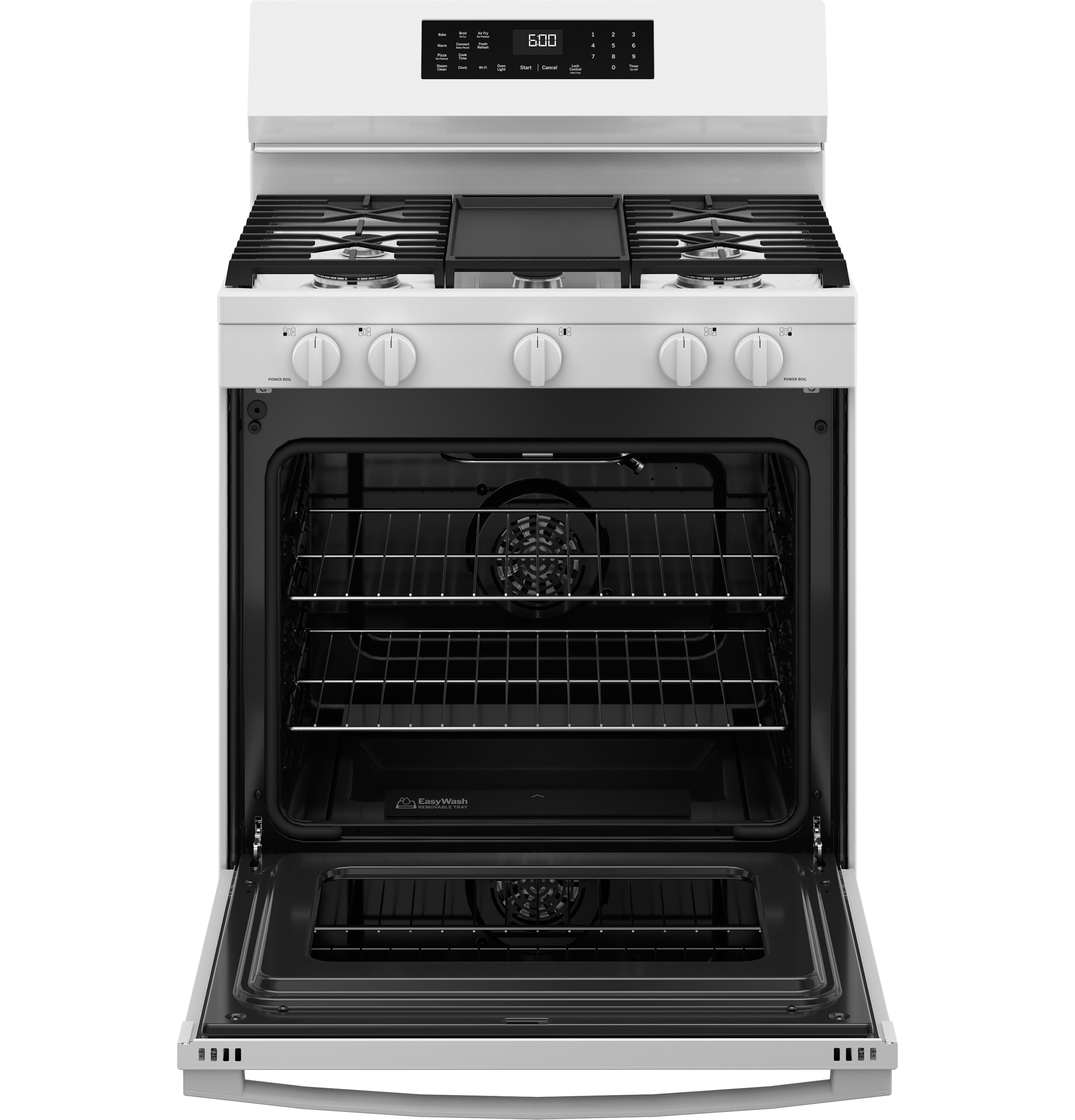 30" Free-Standing Gas Convection Range with No Preheat Air Fry and EasyWash Oven Tray GGF600AVWW