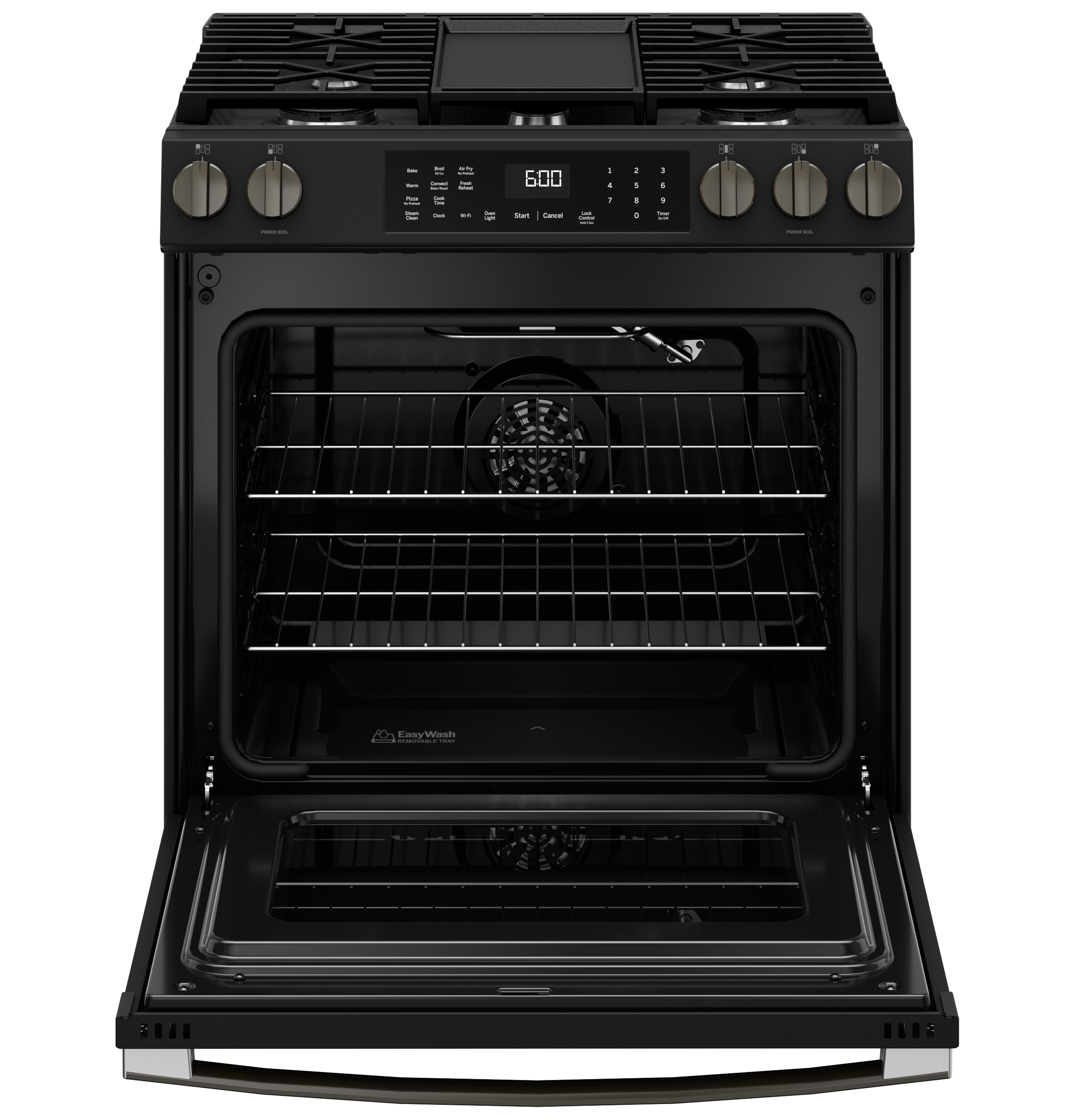 30" Slide-In Front-Control Convection Gas Range with No Preheat Air Fry and EasyWash Oven Tray GGS600AVDS