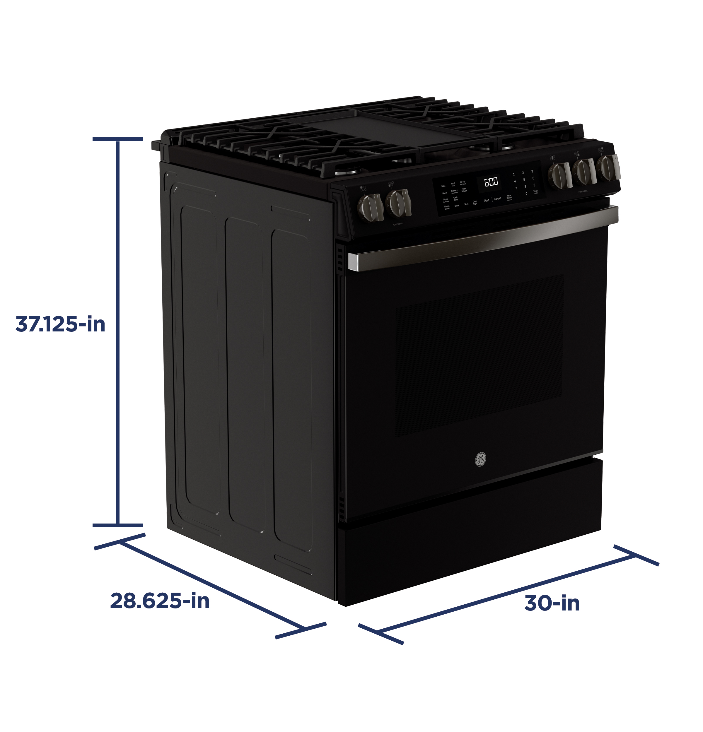 30" Slide-In Front-Control Convection Gas Range with No Preheat Air Fry and EasyWash Oven Tray GGS600AVDS