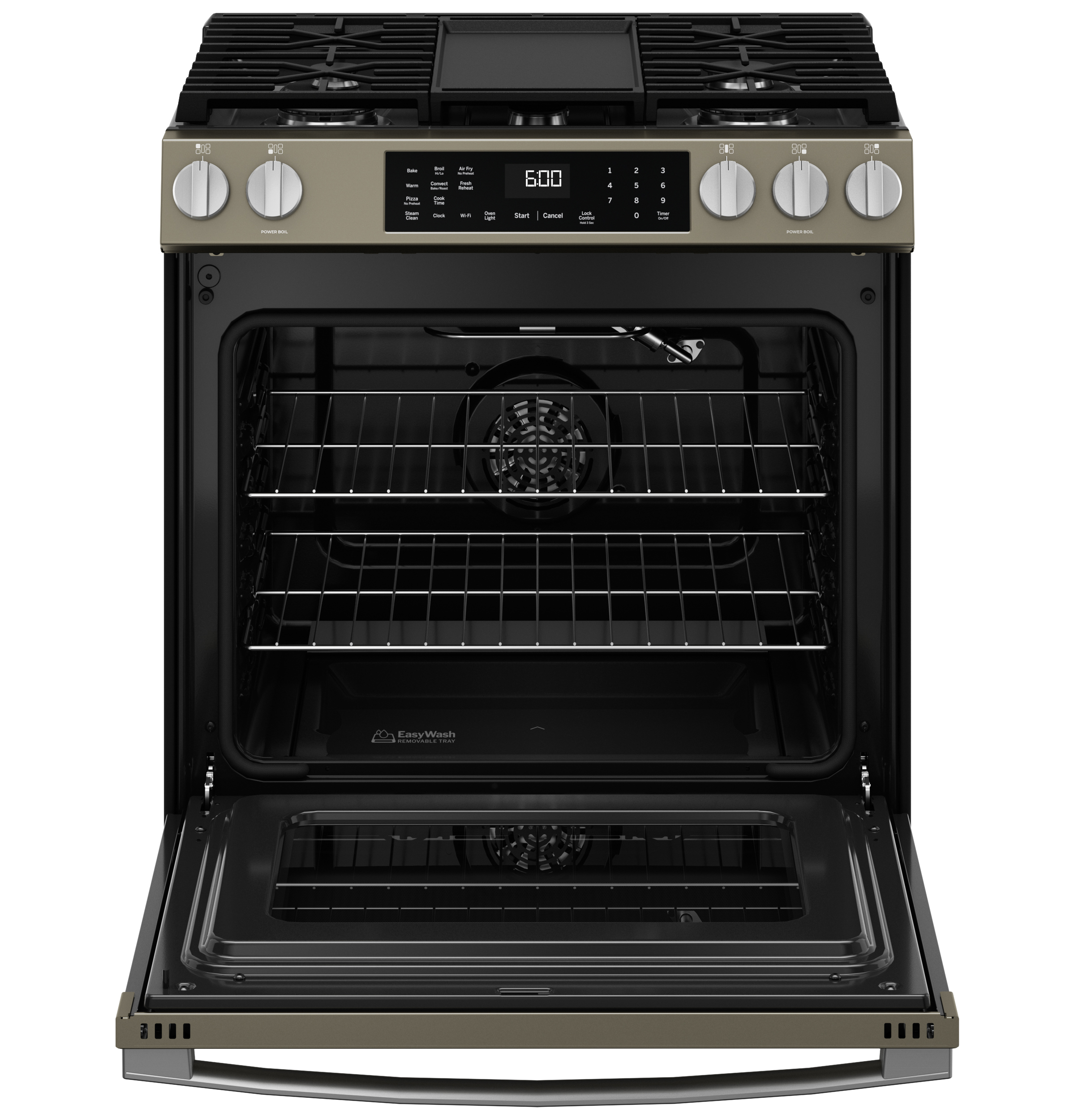 30" Slide-In Front-Control Convection Gas Range with No Preheat Air Fry and EasyWash Oven Tray GGS600AVES