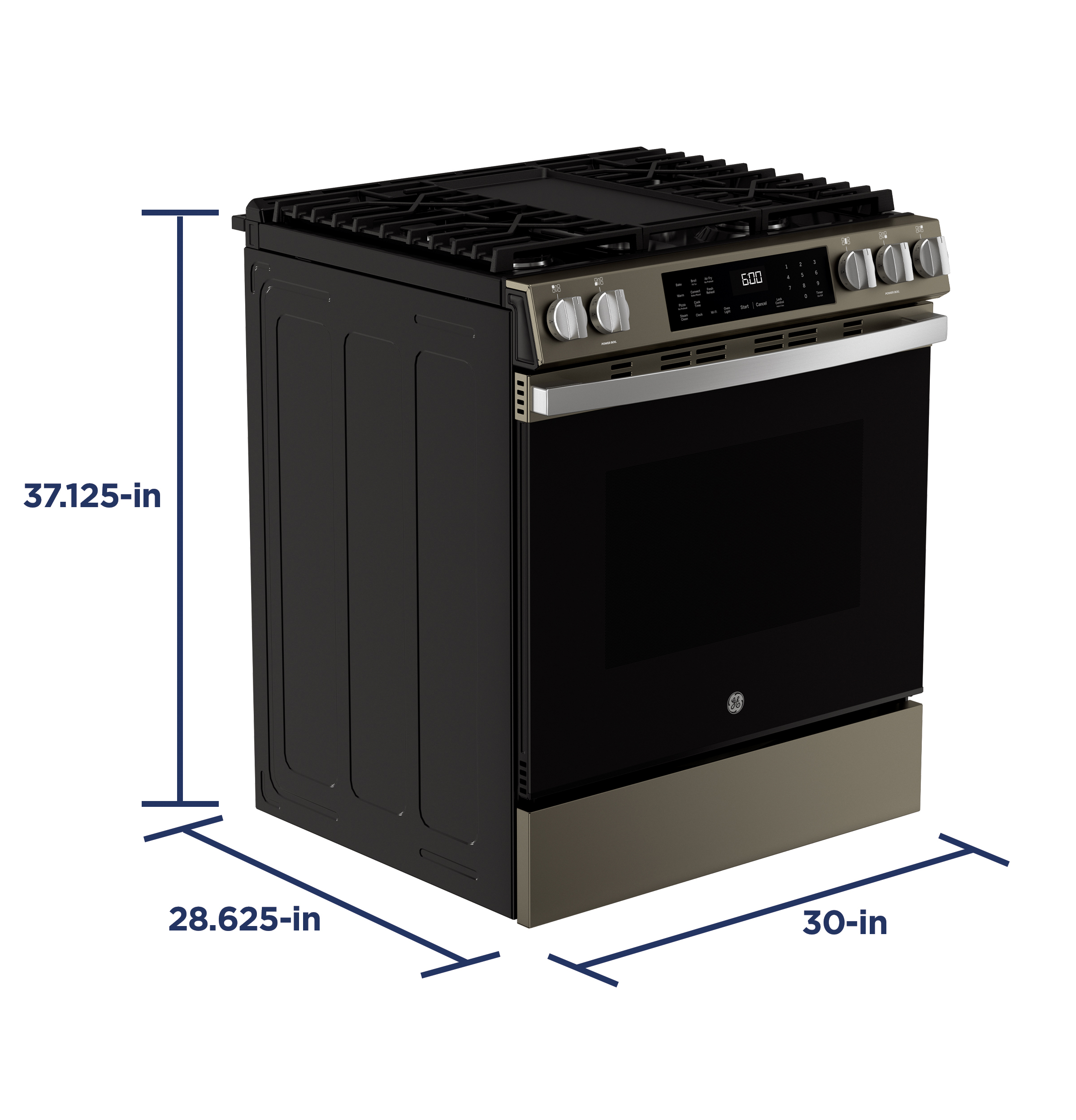 30" Slide-In Front-Control Convection Gas Range with No Preheat Air Fry and EasyWash Oven Tray GGS600AVES