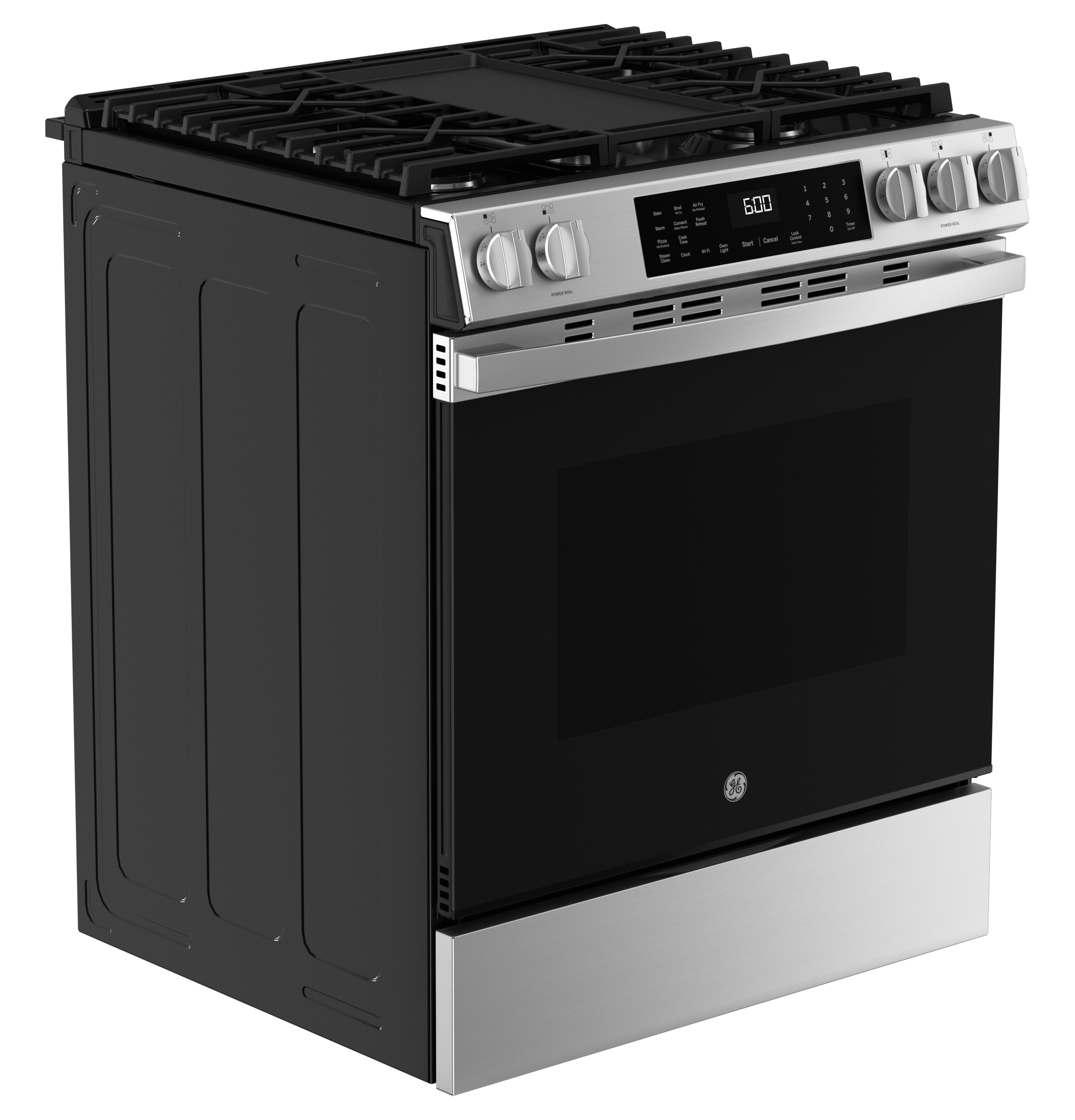 30" Slide-In Front-Control Convection Gas Range with No Preheat Air Fry and EasyWash Oven Tray GGS600AVFS