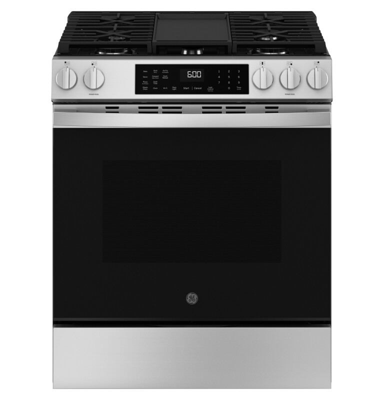 30" Slide-In Front-Control Convection Gas Range with No Preheat Air Fry and EasyWash Oven Tray GGS60LAVFS