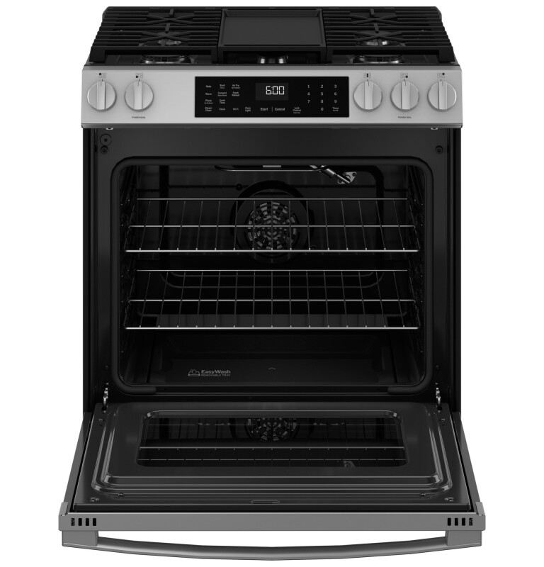 30" Slide-In Front-Control Convection Gas Range with No Preheat Air Fry and EasyWash Oven Tray GGS60LAVFS