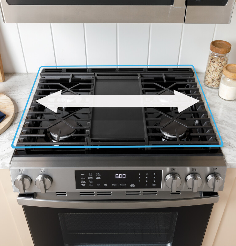 30" Slide-In Front-Control Convection Gas Range with No Preheat Air Fry and EasyWash Oven Tray GGS60LAVFS