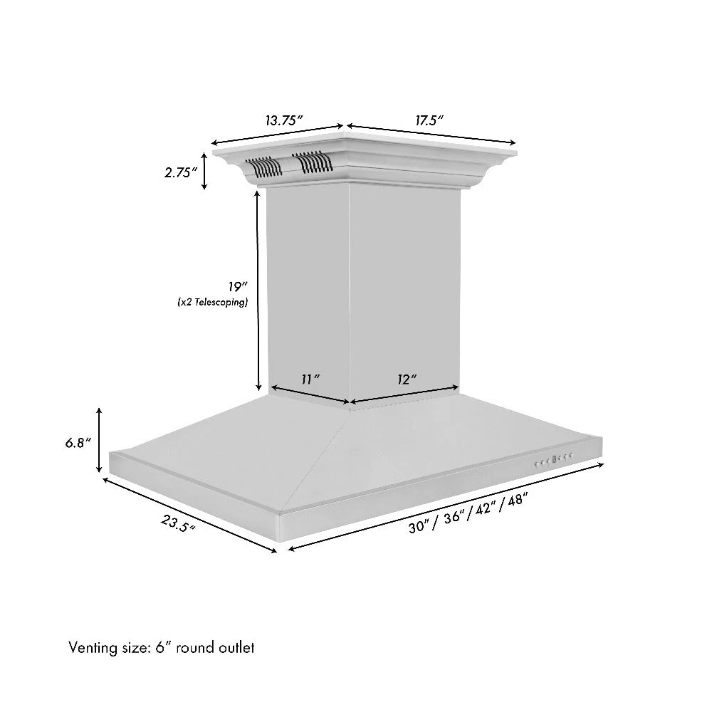 36 in. CrownSound™ Ducted Vent Island Mount Range Hood GL2ICRNBT36