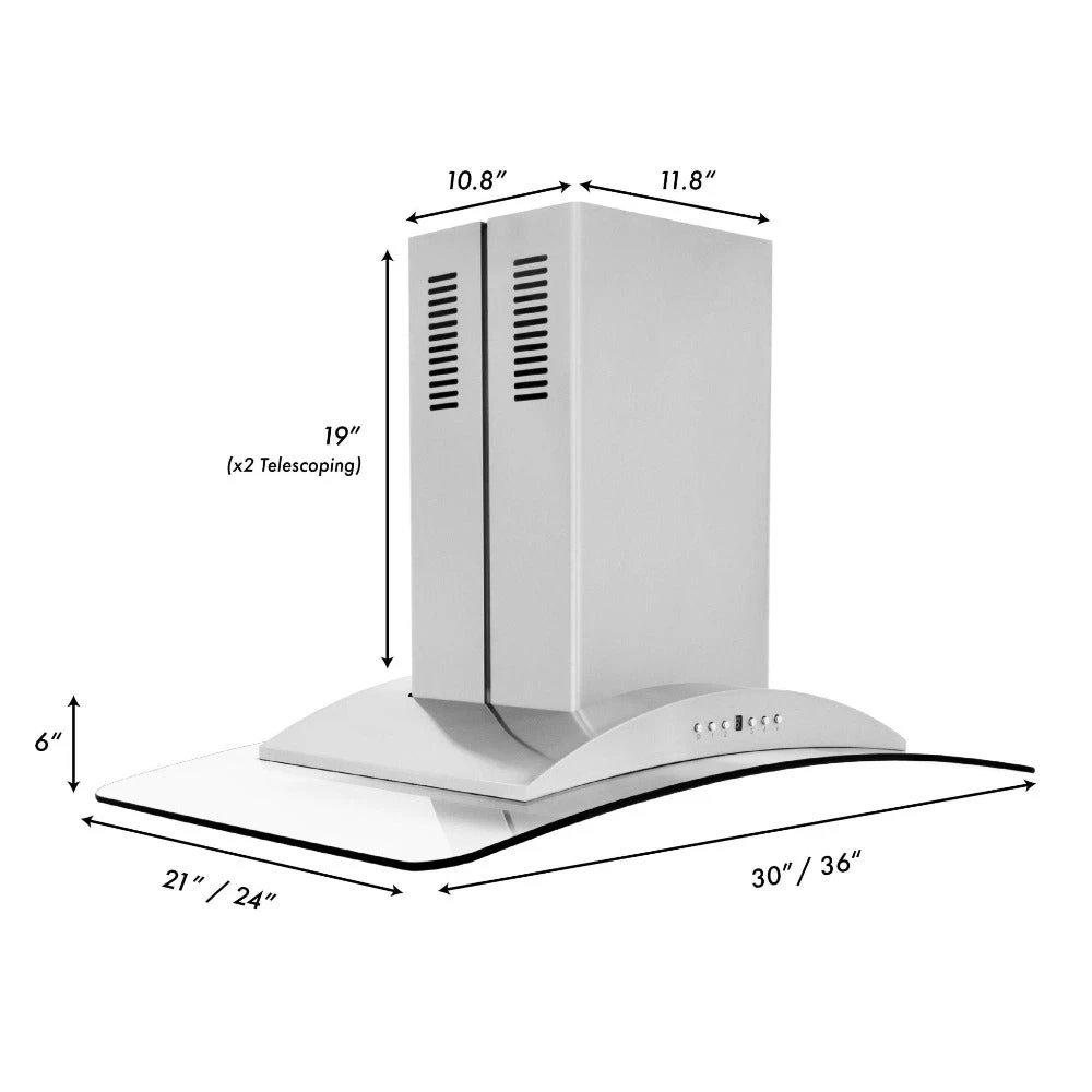 30 in. Convertible Vent Island Mount Range Hood GL9I30