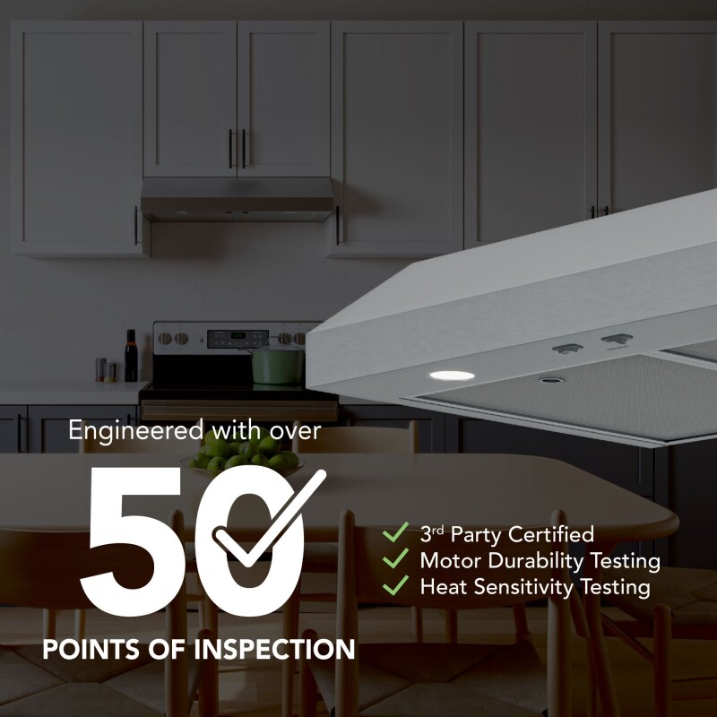 Broan-NuTone 30-Inch Under Cabinet Range Hood, ENERGY STAR, 350 Max Blower CFM, Stainless Steel GLA1303SS