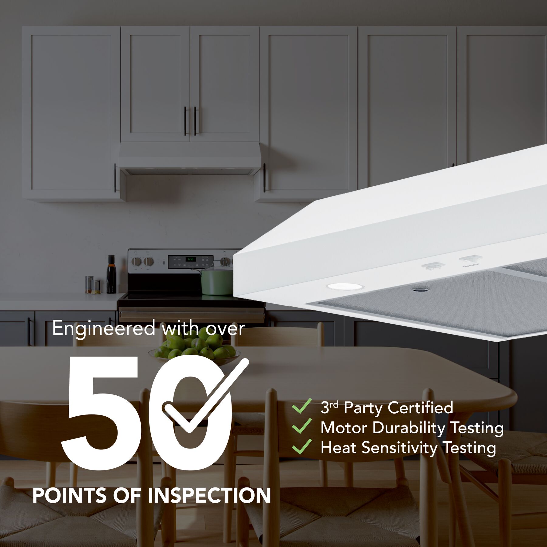 Broan-NuTone 30-Inch Under Cabinet Range Hood, ENERGY STAR, 350 Max Blower CFM, White GLA1303WW