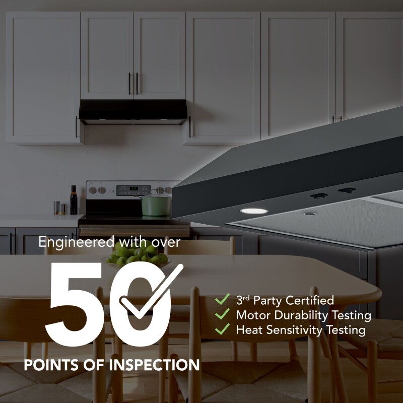 Glacier 42Inch 350 MAX Blower CFM 1.5 Sones Black Range Hood GLA1423BL