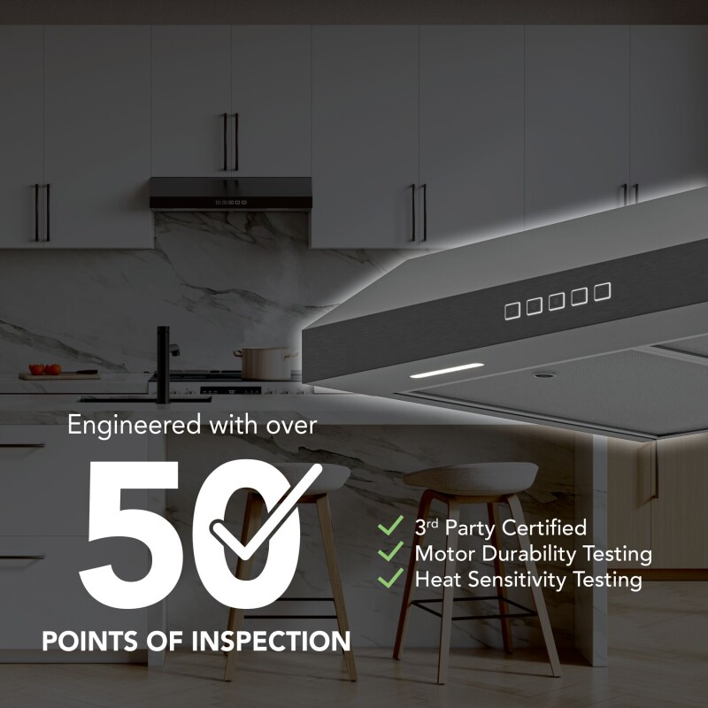 Broan-NuTone 30-Inch Under Cabinet Range Hood, ENERGY STAR, 350 Max Blower CFM, Black Stainless Steel GLA2303BLS