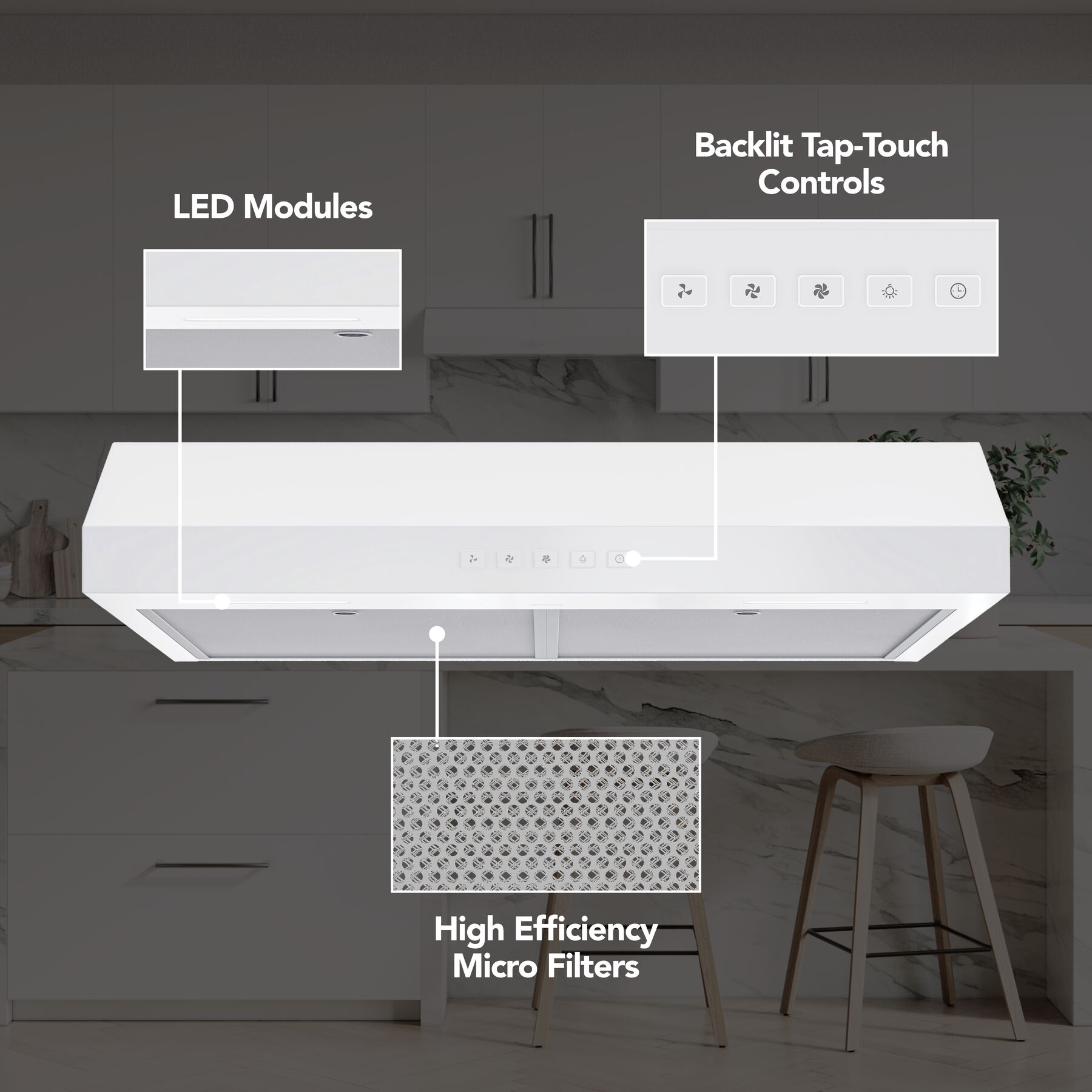 Broan-NuTone 30-Inch Under Cabinet Range Hood, ENERGY STAR, 350 Max Blower CFM, White GLA2303WW