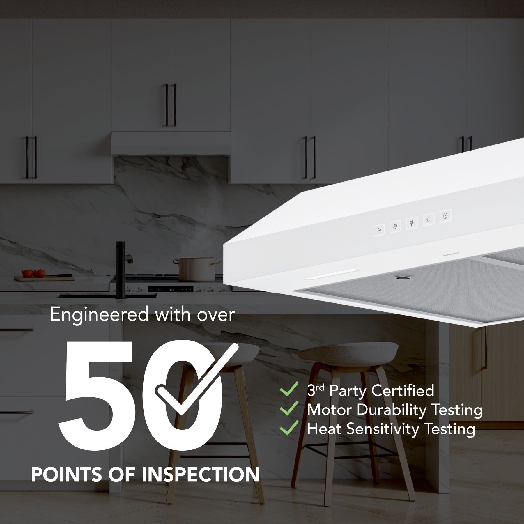 Broan-NuTone 30-Inch Under Cabinet Range Hood, ENERGY STAR, 350 Max Blower CFM, White GLA2303WW