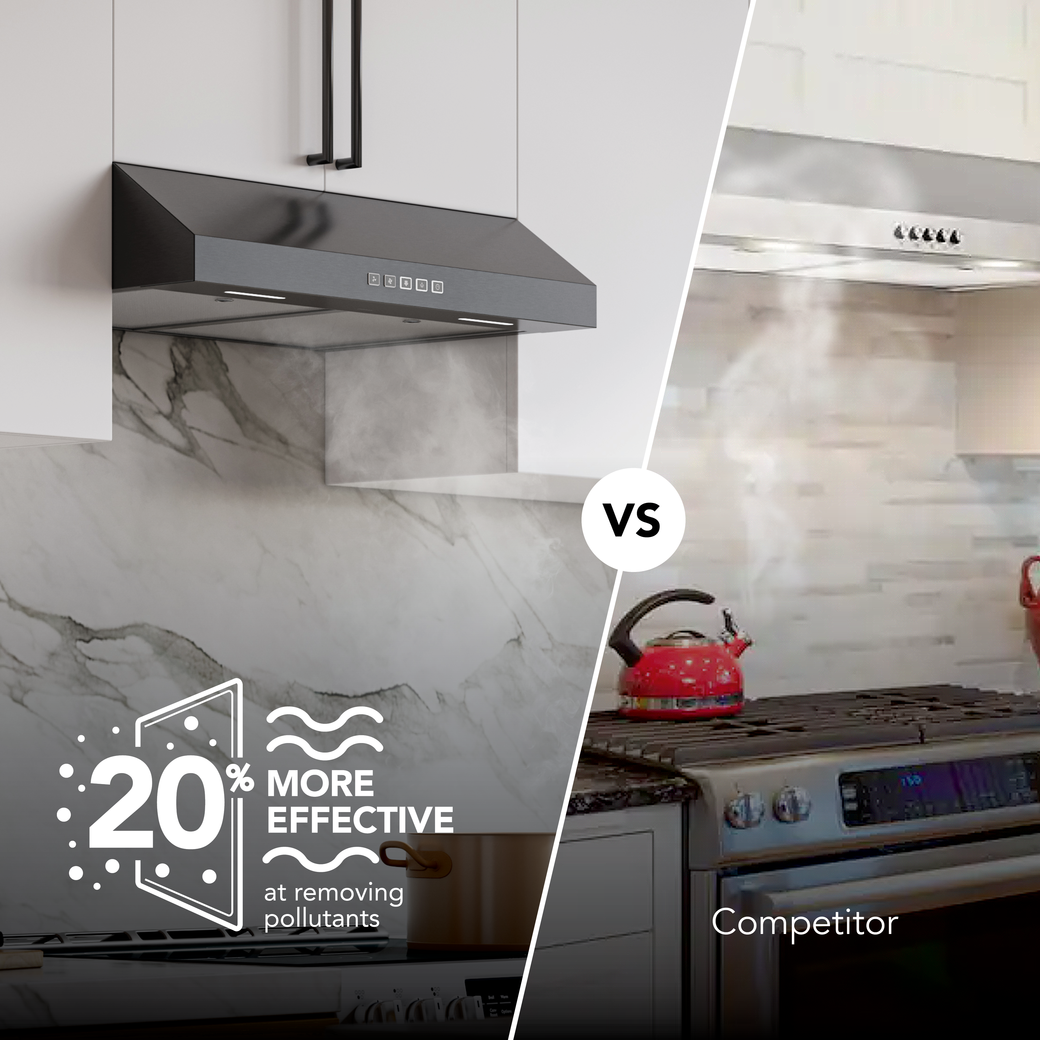 Glacier 36Inch 350 MAX Blower CFM 1.5 Sones Black Stainless Range Hood GLA2363BLS