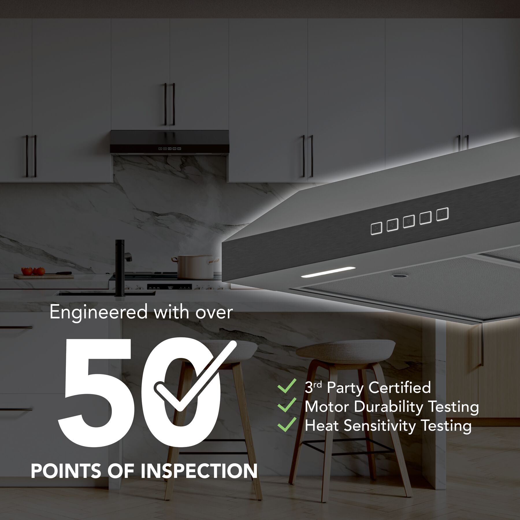 Glacier 36Inch 350 MAX Blower CFM 1.5 Sones Black Stainless Range Hood GLA2363BLS