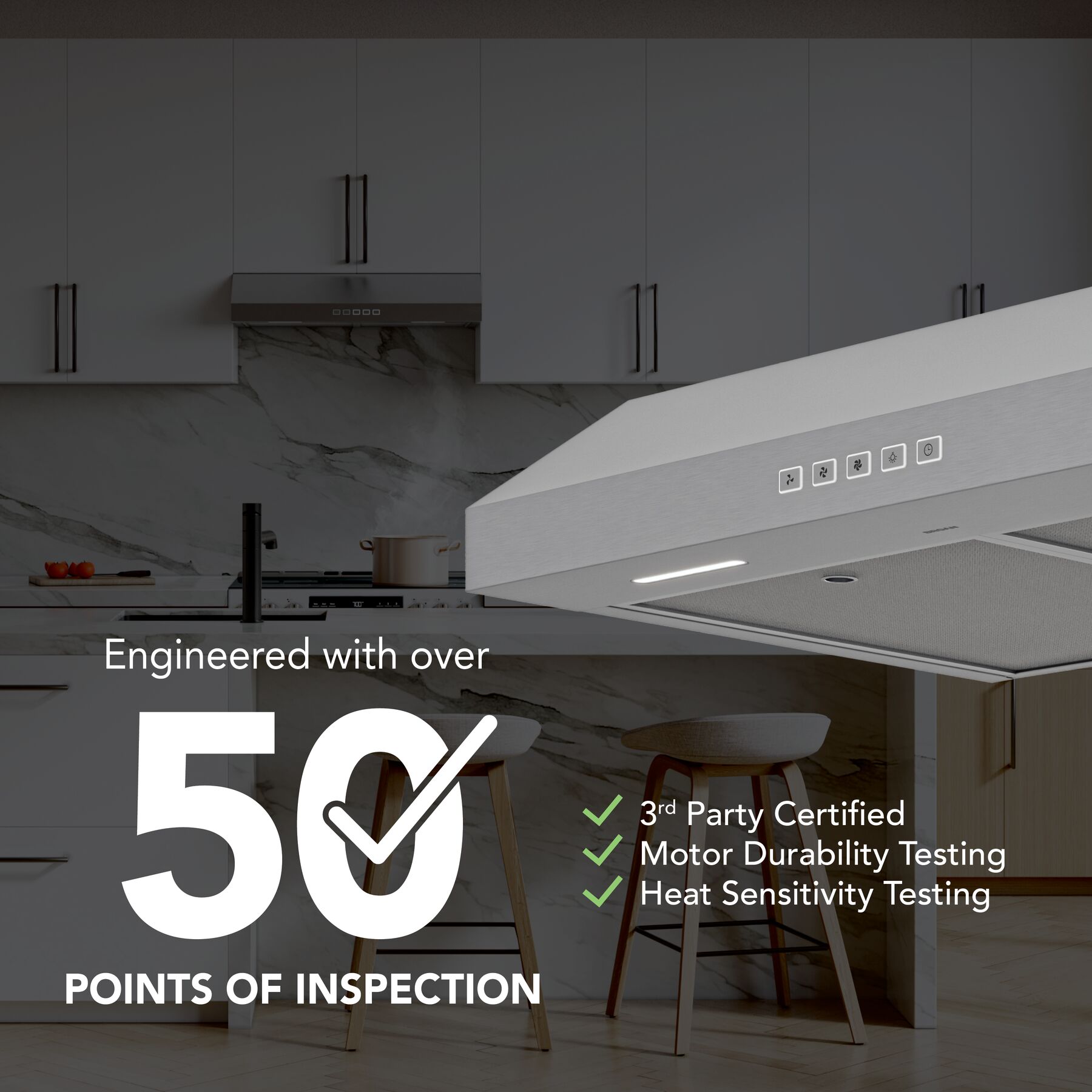 Glacier 36Inch 350 MAX Blower CFM 1.5 Sones Stainless Range Hood GLA2363SS