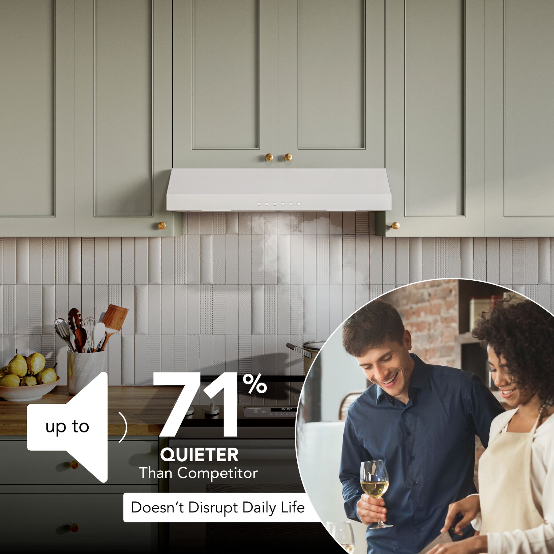 Glacier 30Inch 490 MAX Blower CFM 1.0 Sones White Range Hood GLA3304WW