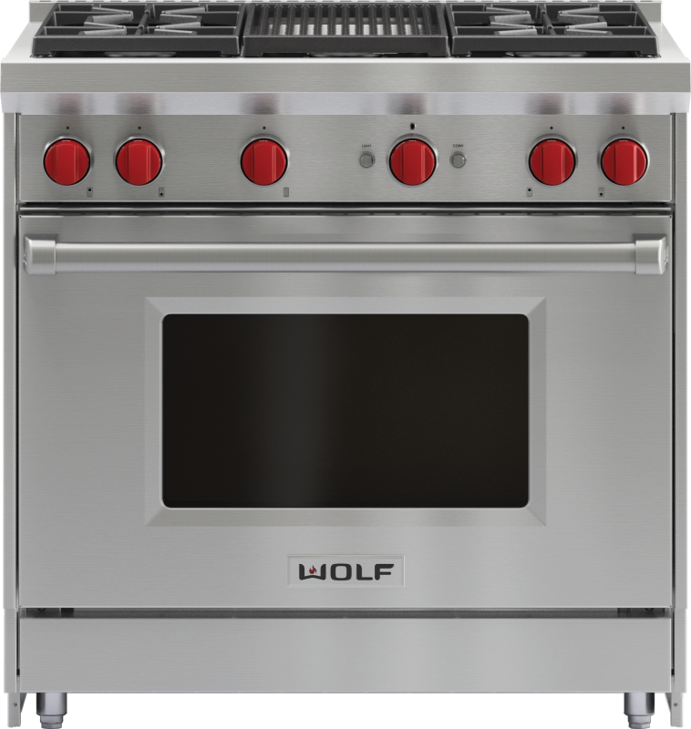 36" Gas Range - 4 Burners and Infrared Charbroiler GR364CLP