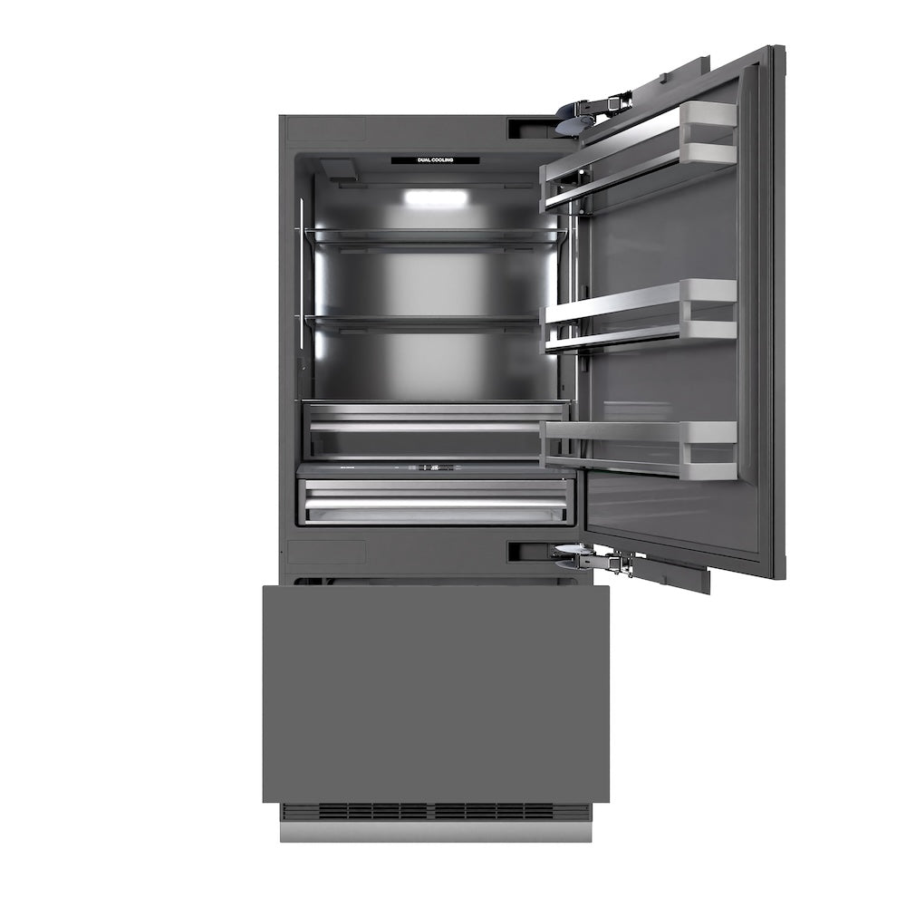 ZLINE 36 in. 19.8 cu. ft. Panel Ready Built-In Bottom Freezer Refrigerator with Water Dispenser and Ice Maker with Graphite Gray Interior (GRBIT-36) GRBIT36