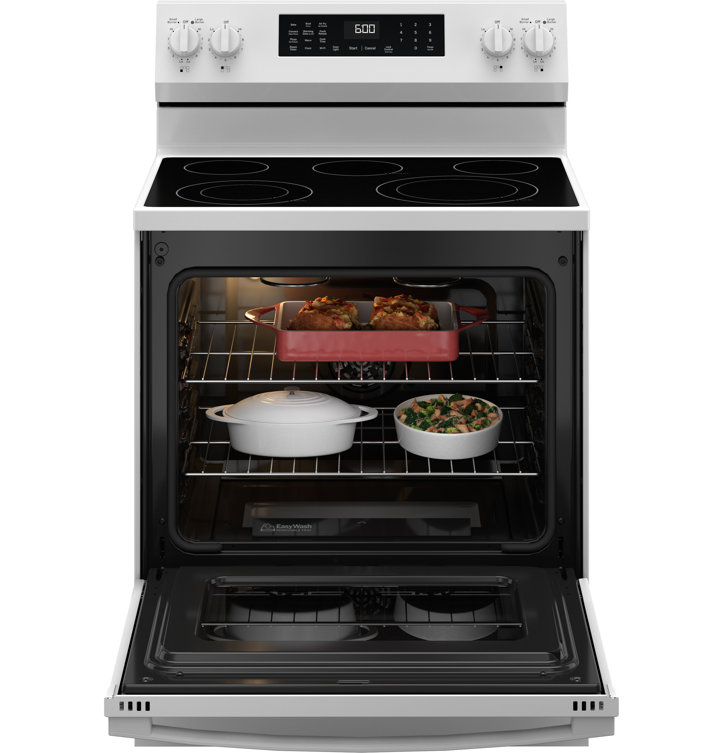 30" Free-Standing Electric Convection Range with No Preheat Air Fry and EasyWash Oven Tray GRF600AVWW