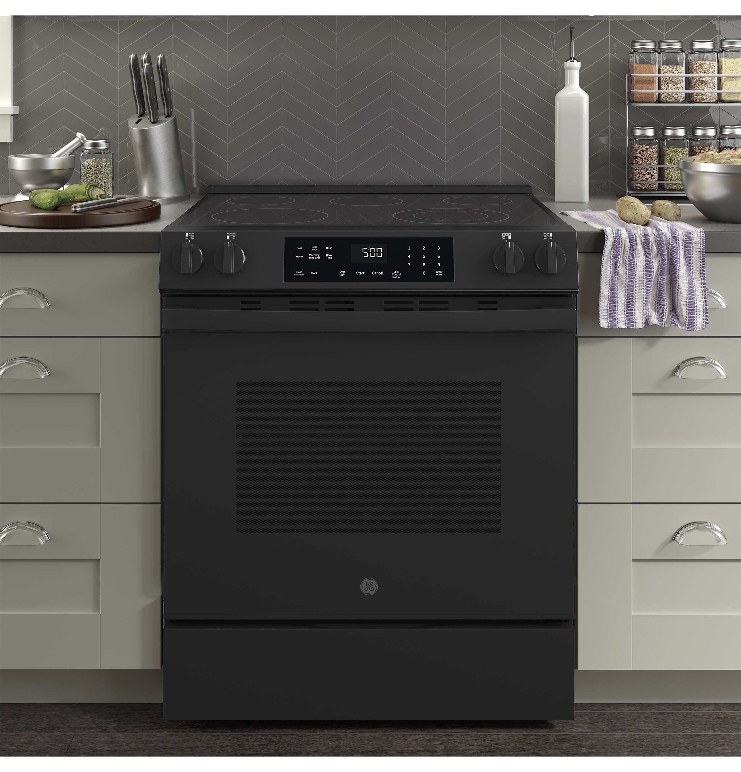 30" Slide-In Electric Range with Crisp Mode GRS500PVBB