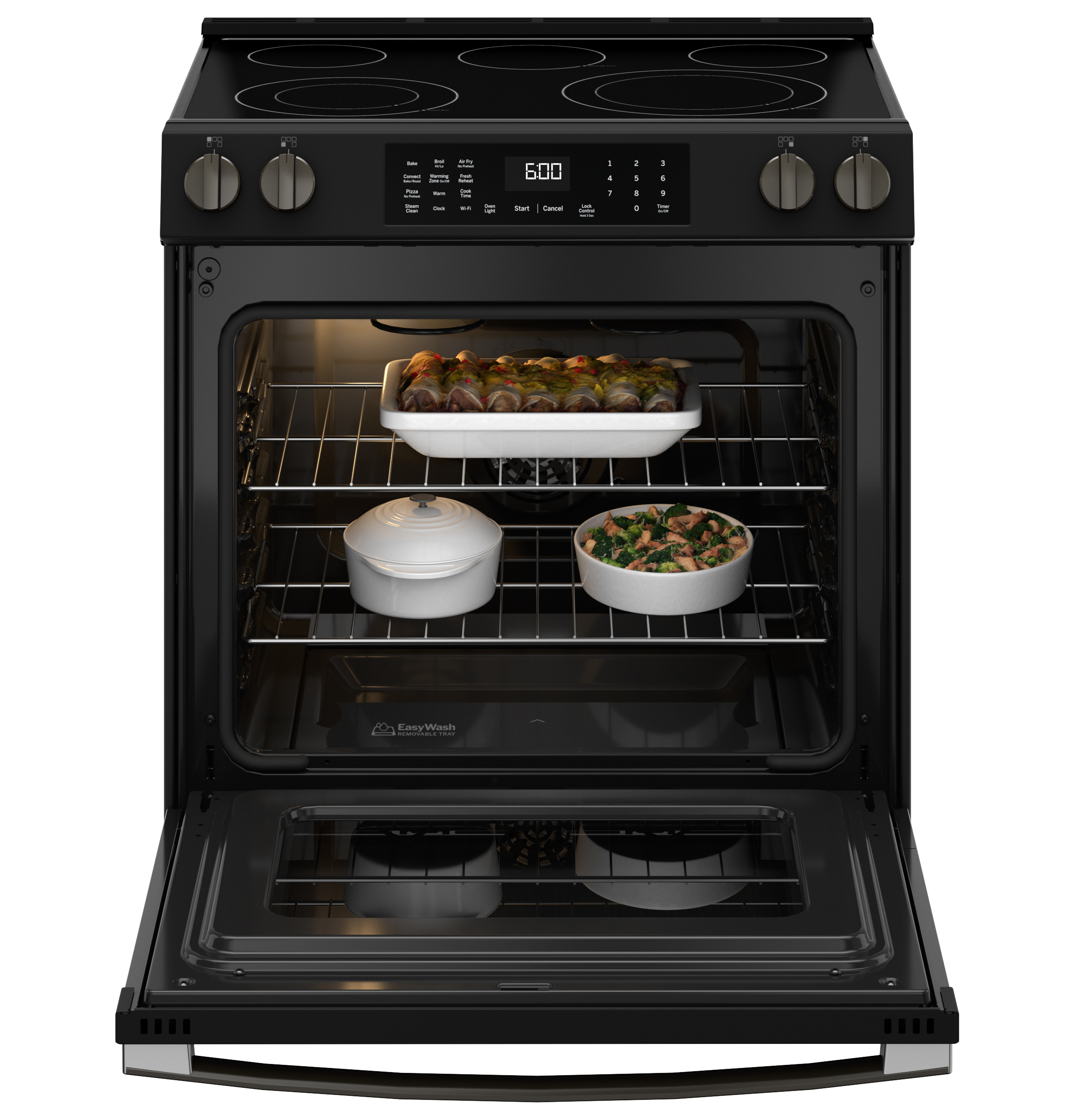 30" Slide-In Electric Convection Range with No Preheat Air Fry and EasyWash Oven Tray GRS600AVDS